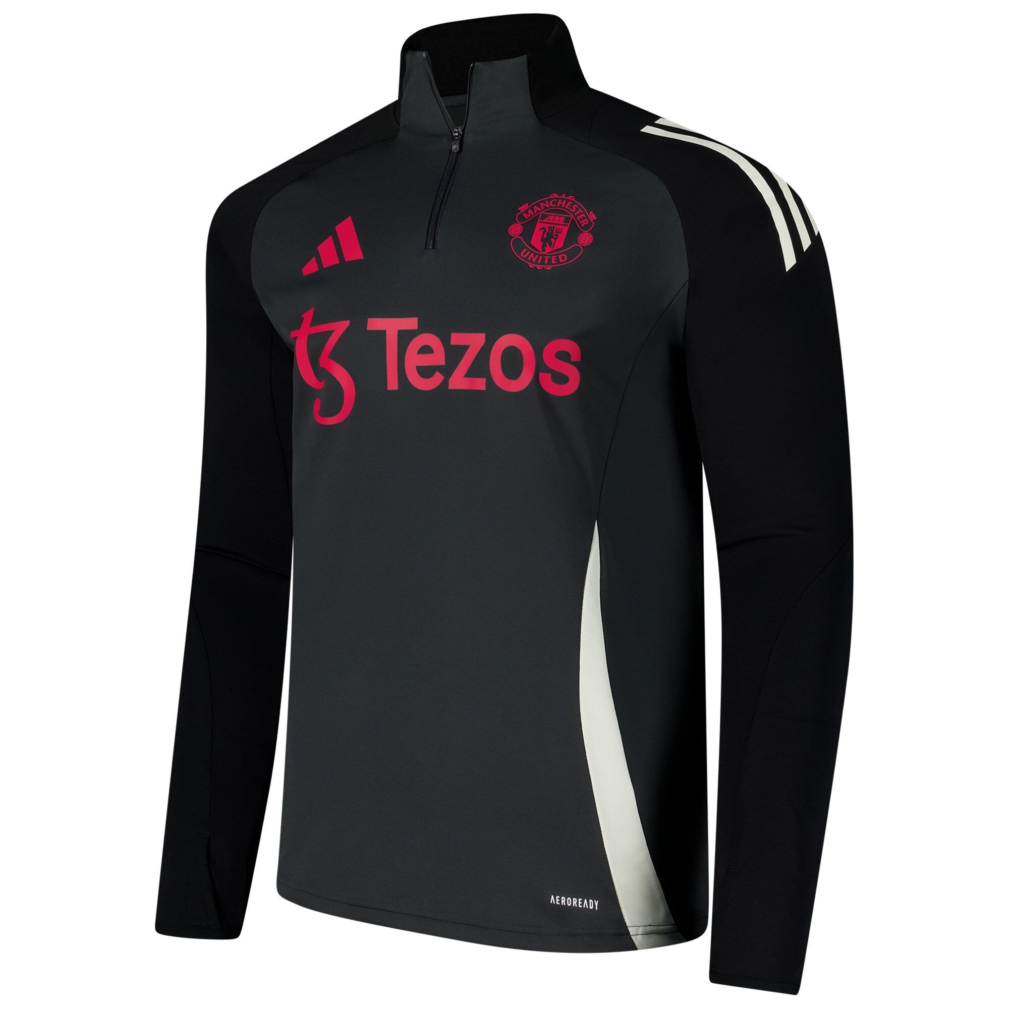Manchester United 2024/25 AEROREADY Raglan Quarter-Zip Training Top - Charcoal