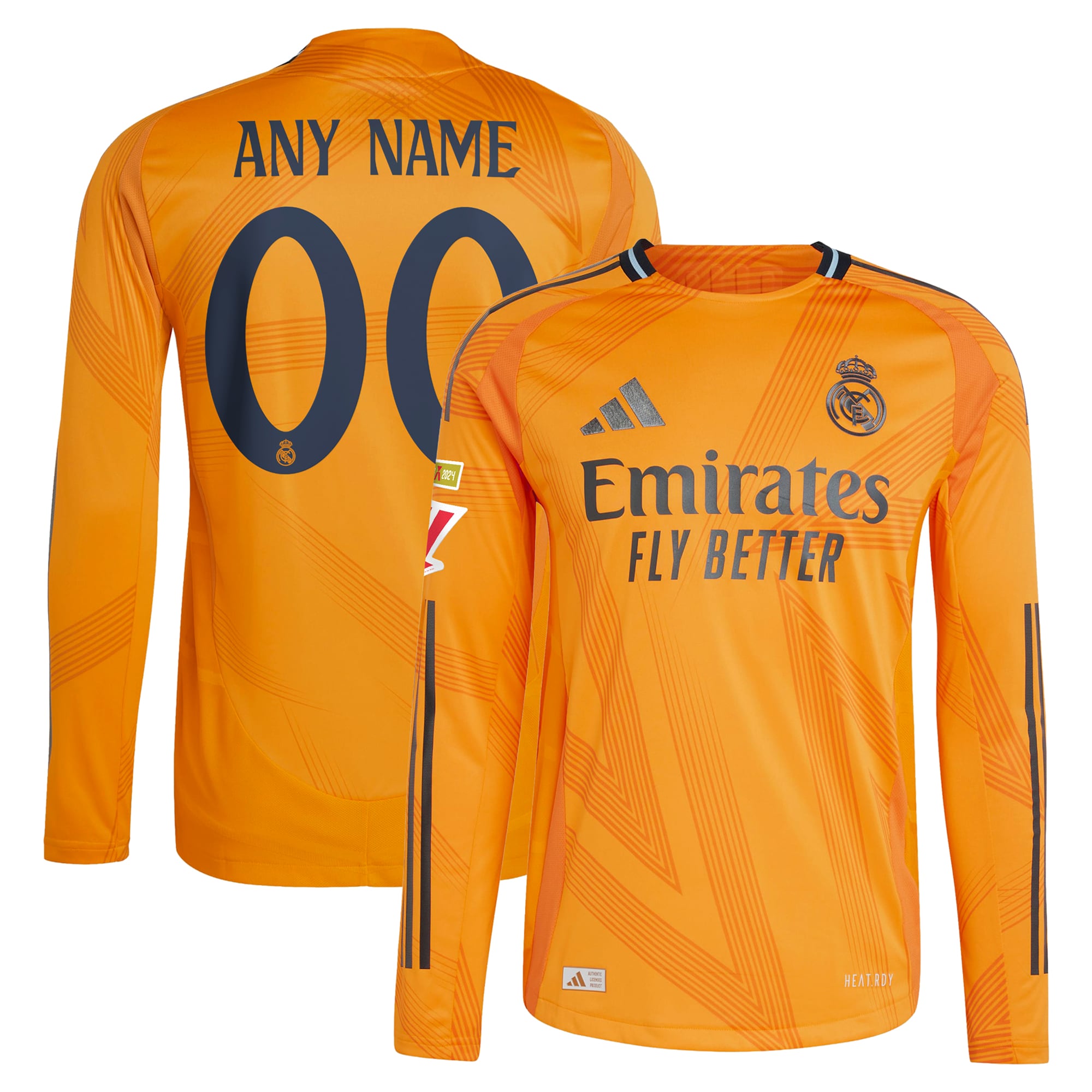 Real Madrid 2024/25 Away Long Sleeve Custom Shirt - Orange