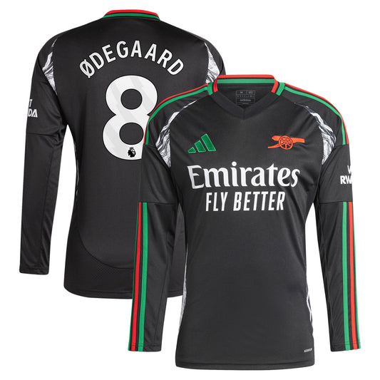 Martin Odegaard Arsenal 2024/25 Away Long Sleeve Player Shirt - Black
