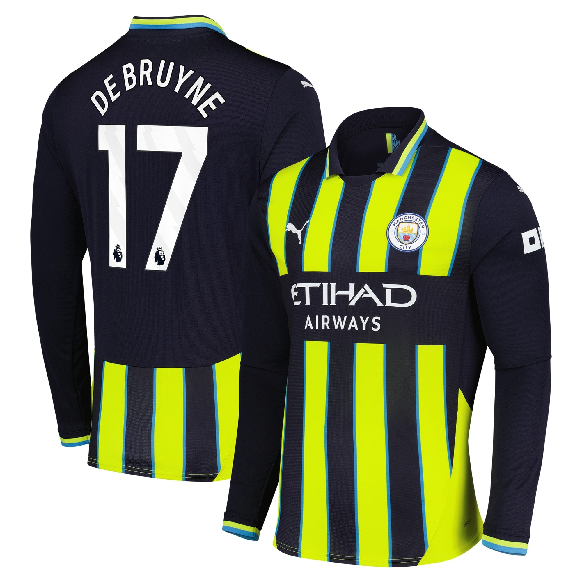 Kevin De Bruyne Manchester City 2024/25 Away Long Sleeve Player Shirt - Navy