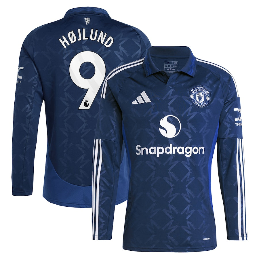 Rasmus Højlund Manchester United 2024/25 Away Long Sleeve Player Shirt - Navy