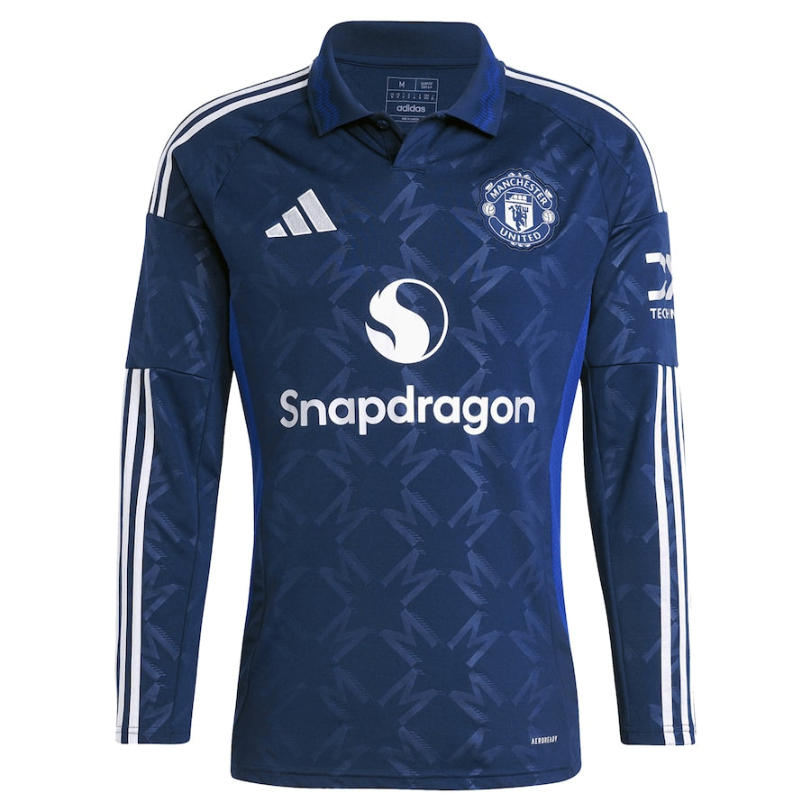 Rasmus Højlund Manchester United 2024/25 Away Long Sleeve Player Shirt - Navy