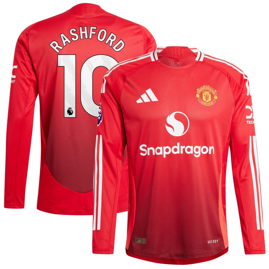 Marcus Rashford Manchester United 2024/25 Home Long Sleeve Player Shirt - Red