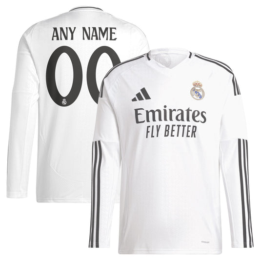 Real Madrid 2024/25 Home Custom Long Sleeve Shirt - White