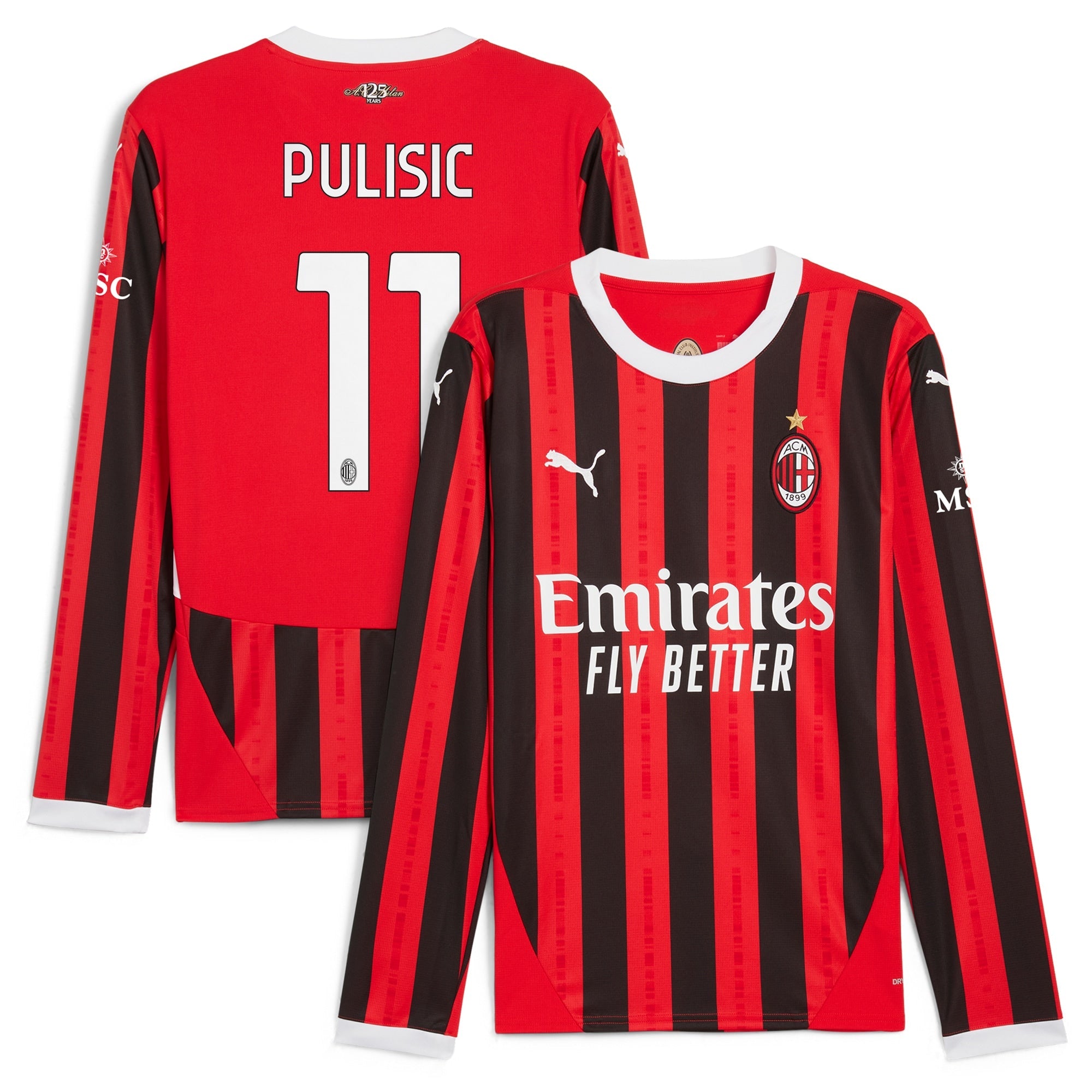 Christian Pulisic AC Milan 2024/25 Home Long Sleeve Player Shirt - Red