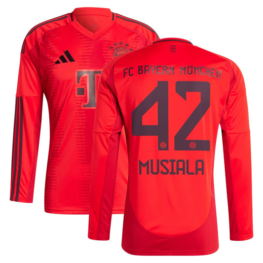 Jamal Musiala Bayern Munich 2024/25 Home Long Sleeve Player Shirt - Red