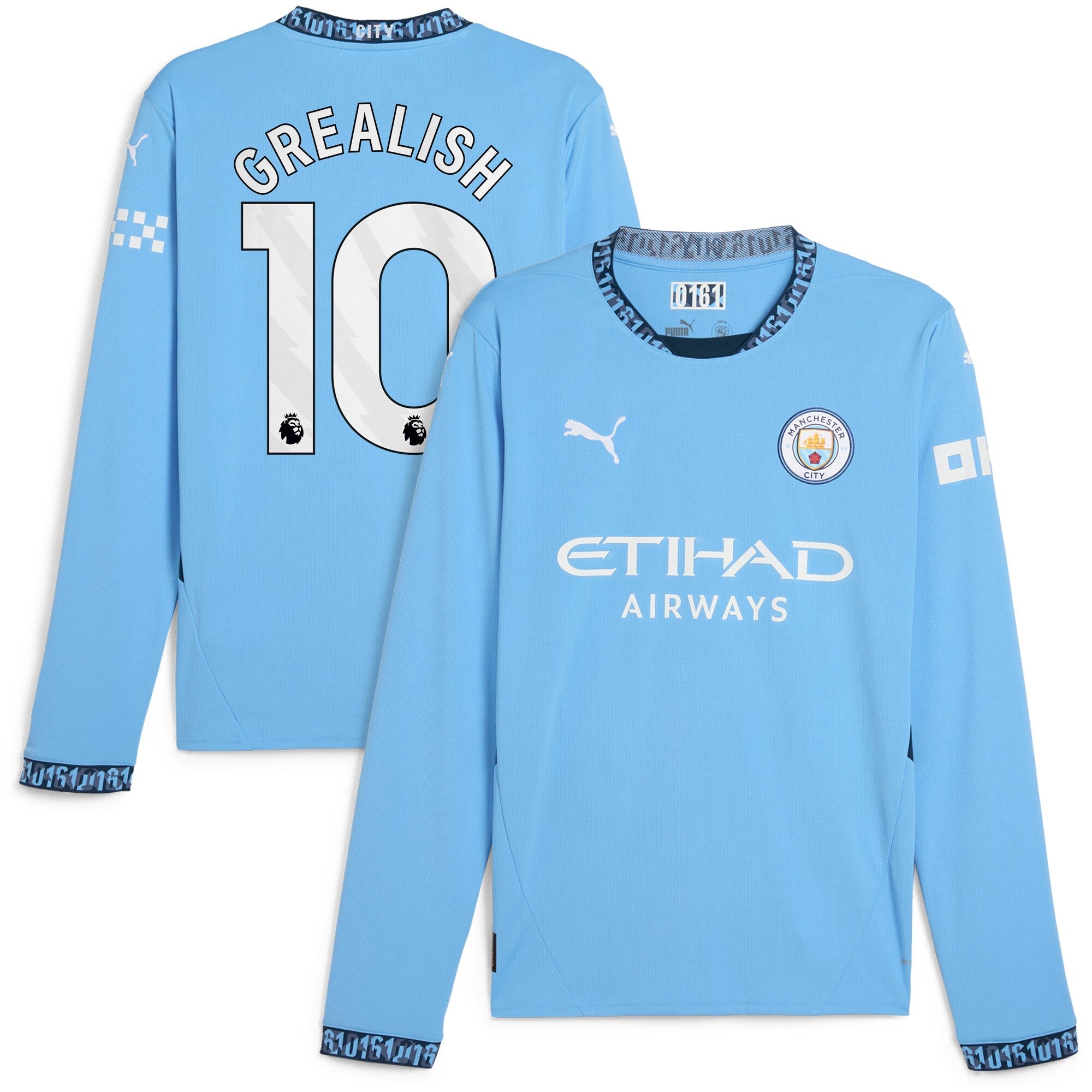 Jack Grealish Manchester City 2024/25 Home Long Sleeve Player Shirt - Light Blue