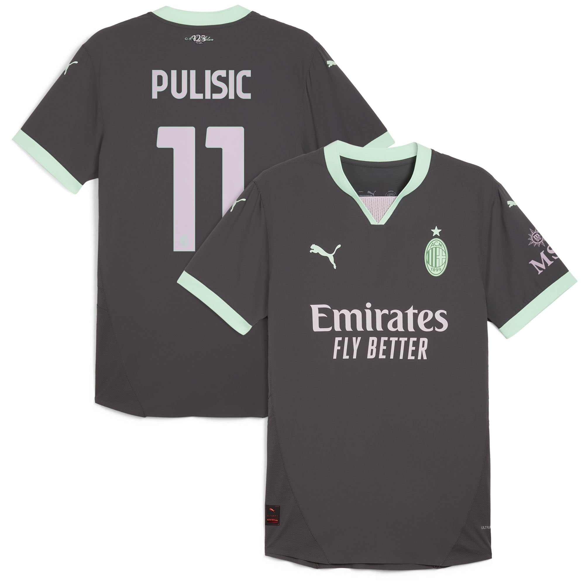 Christian Pulisic AC Milan 2024/25 Third Player Shirt - Charcoal