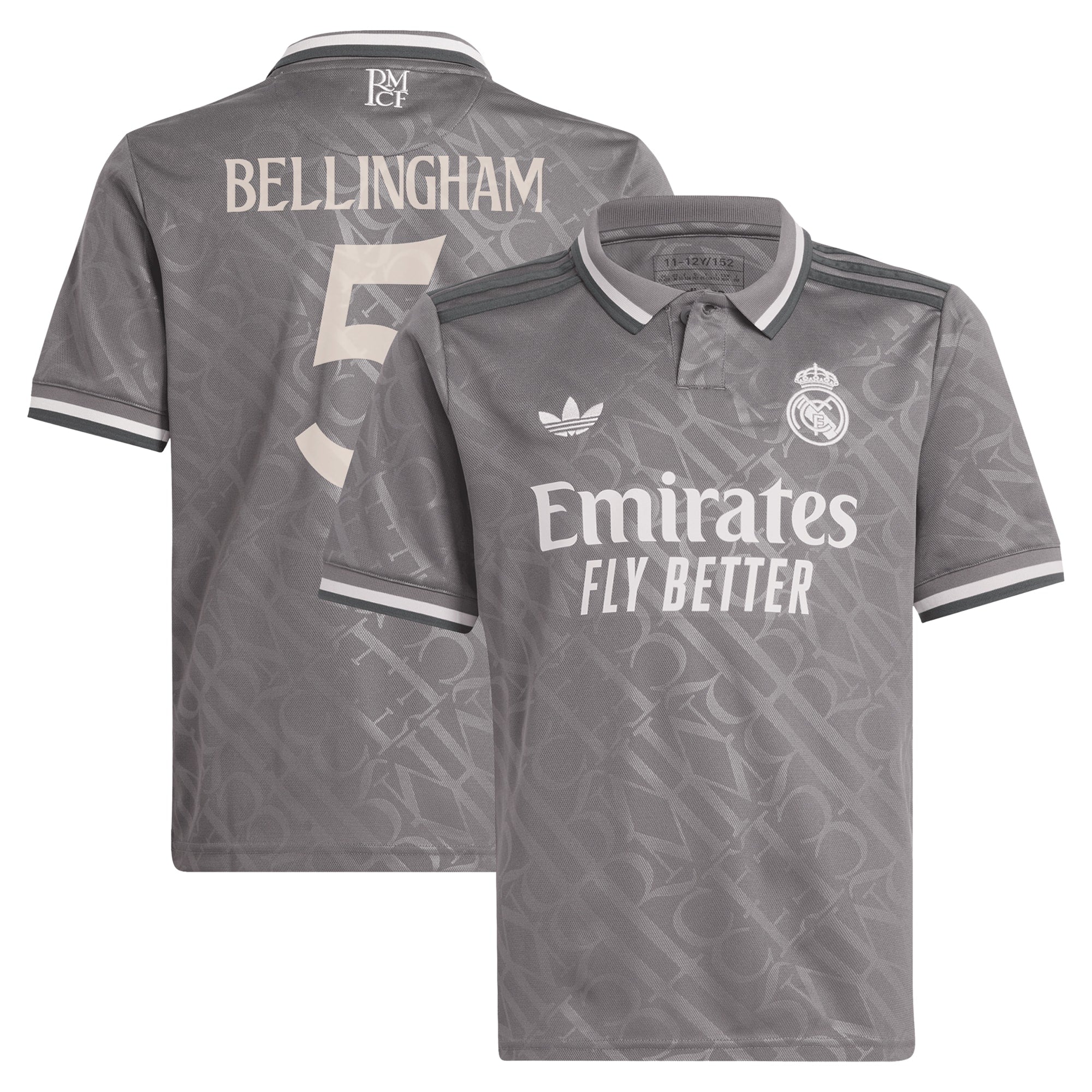 Jude Bellingham Real Madrid Originals Youth 2024/25 Third Player Shirt - Charcoal