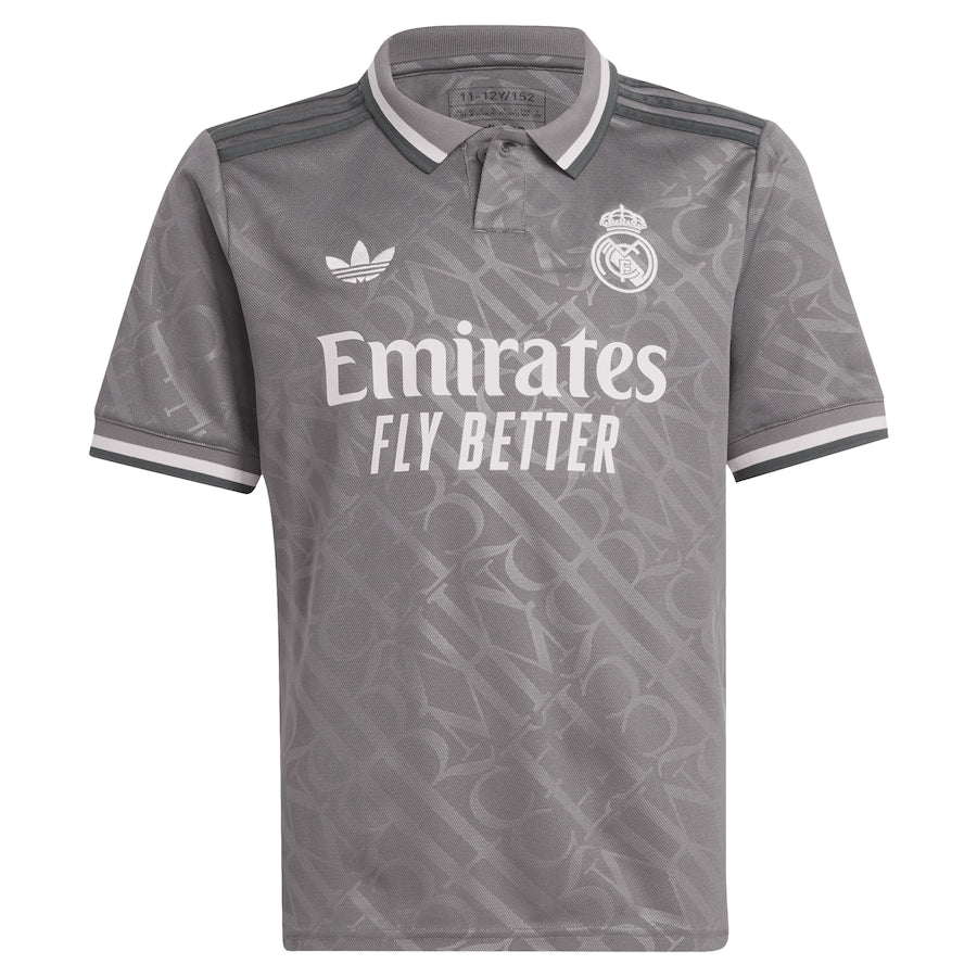 Kylian Mbappé Real Madrid Originals Youth 2024/25 Third Player Shirt - Charcoal