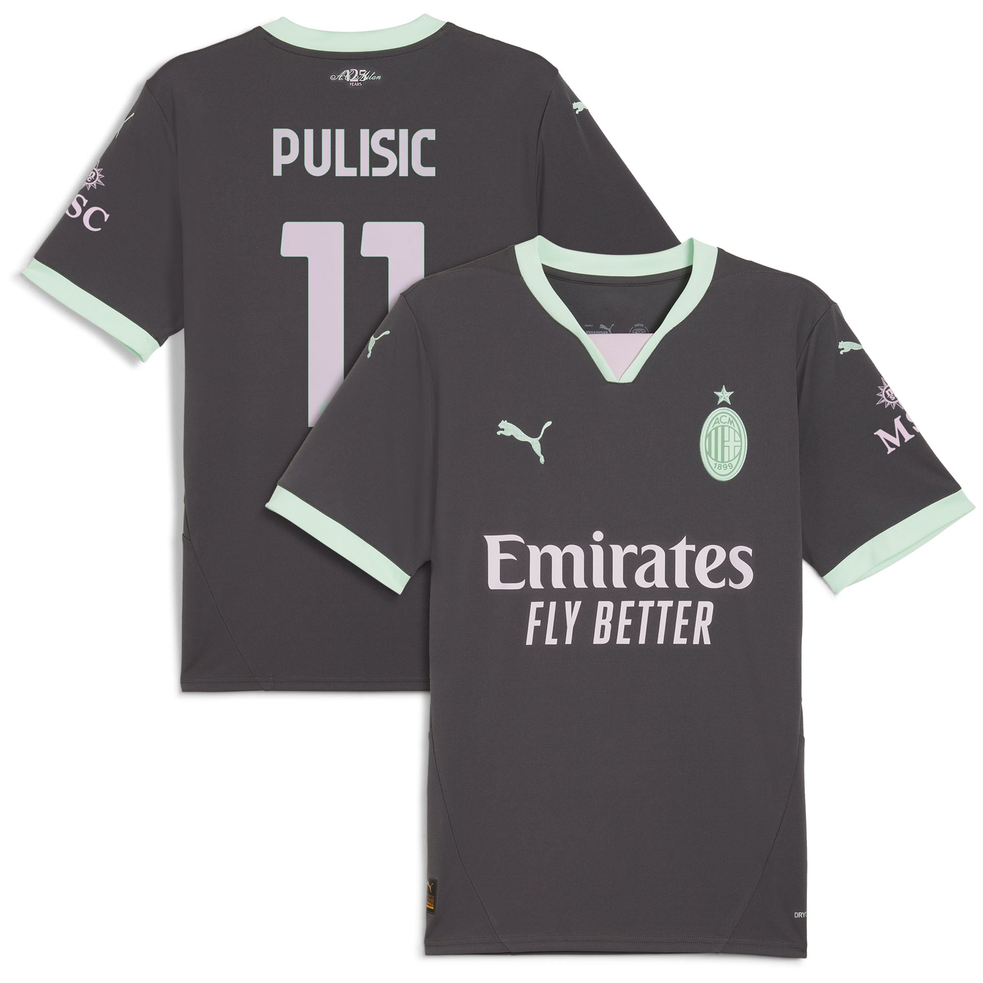 Christian Pulisic AC Milan 2024/25 Third Player Shirt - Charcoal