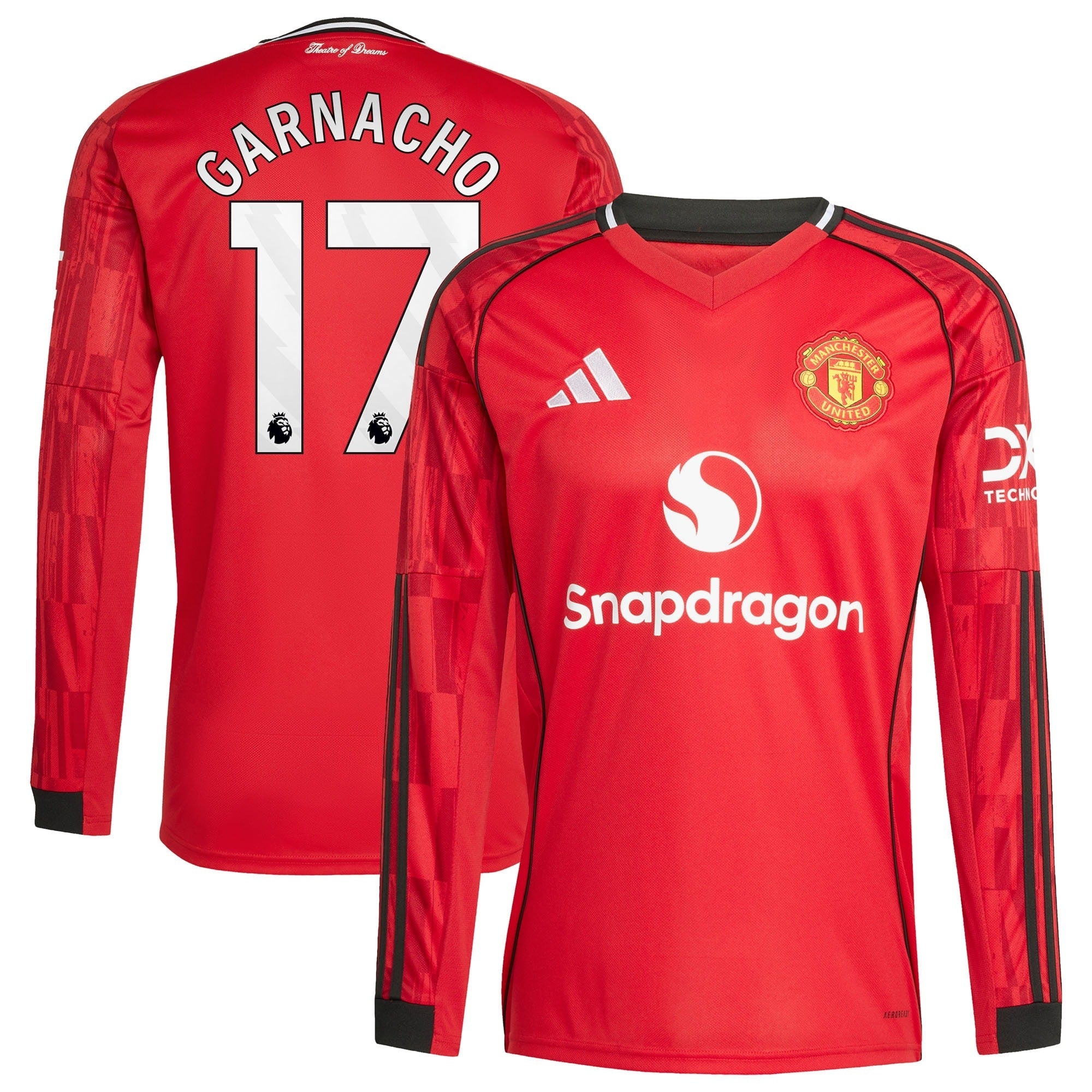 Alejandro Garnacho Manchester United adidas Home 2025/26 Player Long Sleeve Soccer Shirt - Red