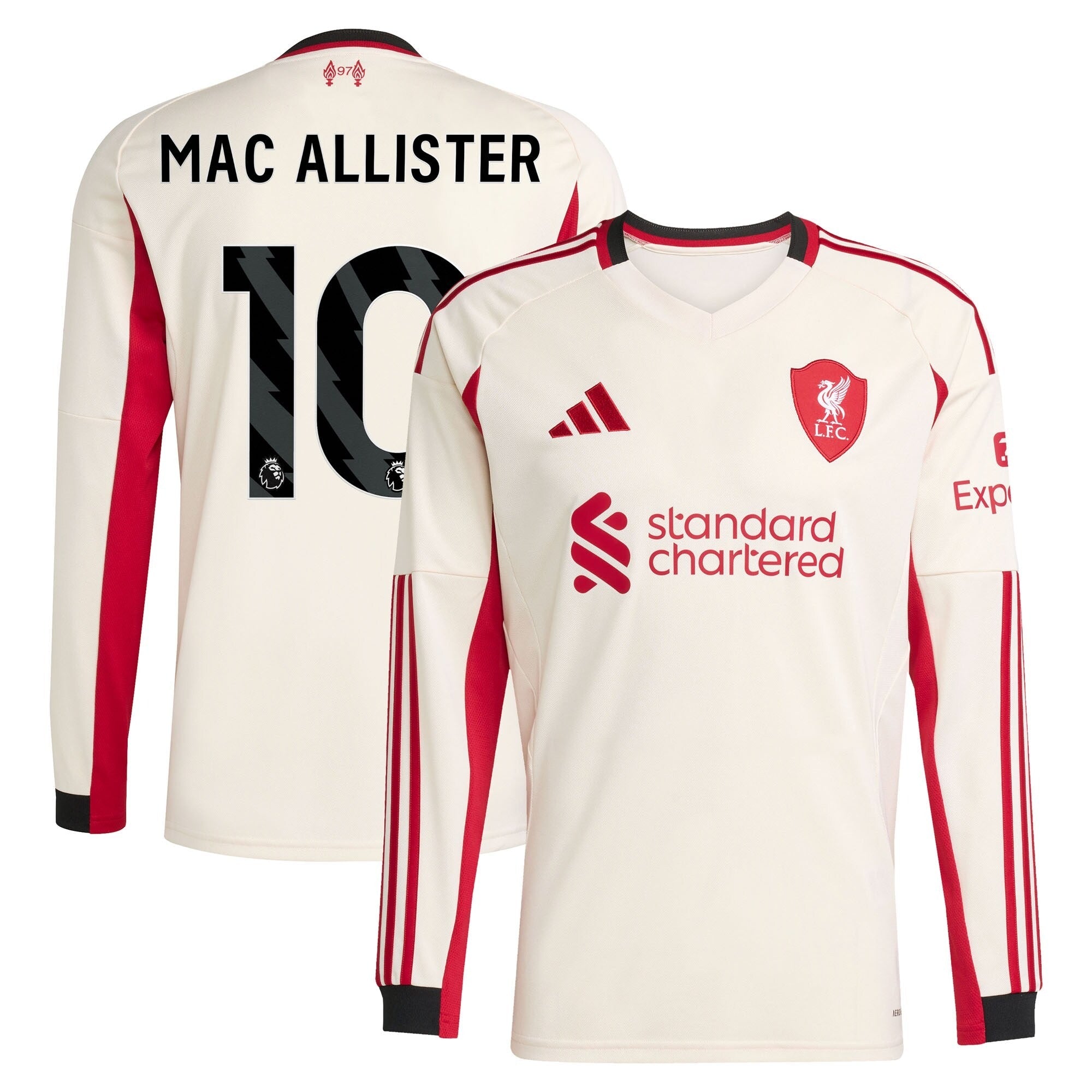 Alexis Mac Allister Liverpool adidas 2025/26 Away Long Sleeve Player Soccer Shirt - White
