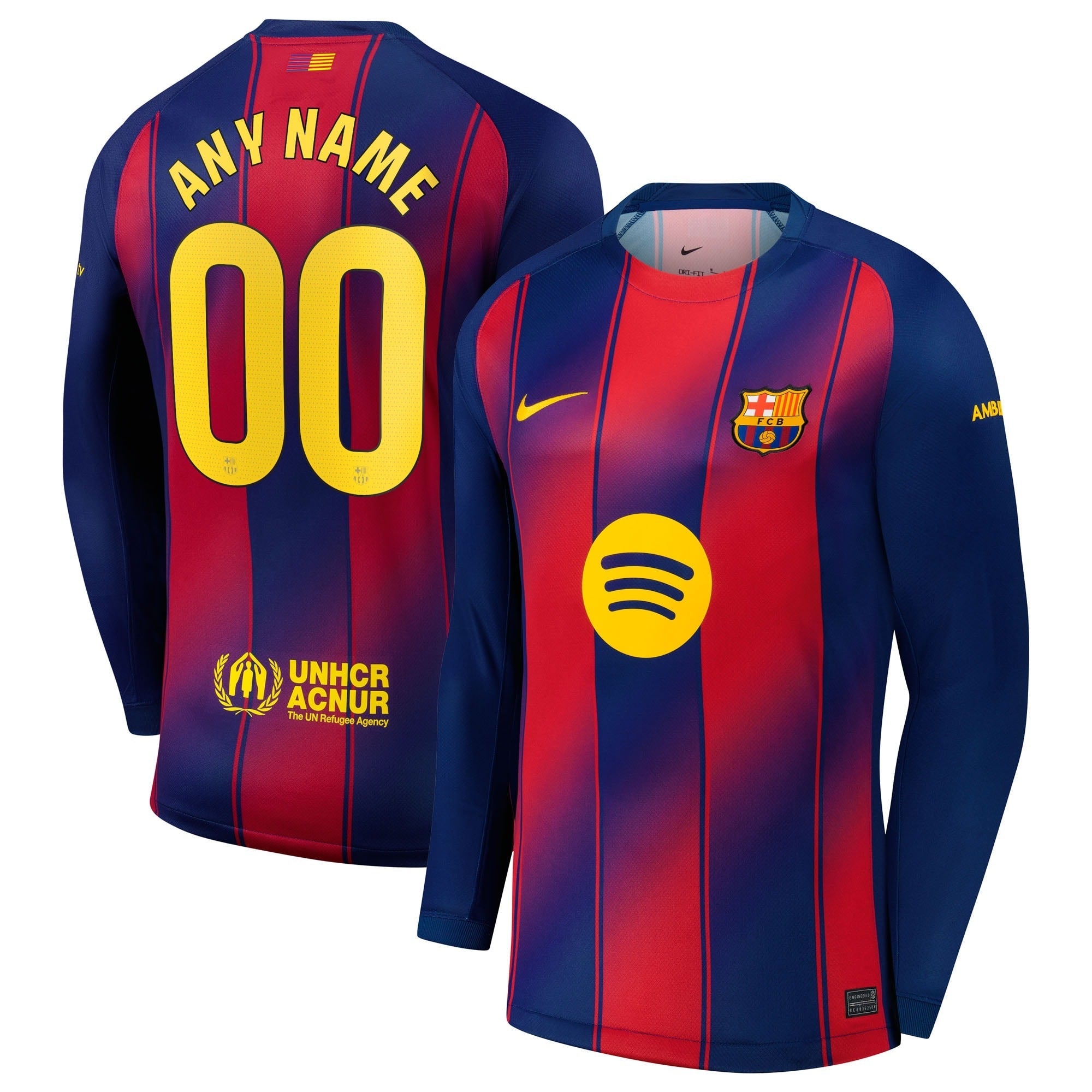 Barcelona teams 2025/26 Home Long Sleeve Custom Soccer Shirt - Navy