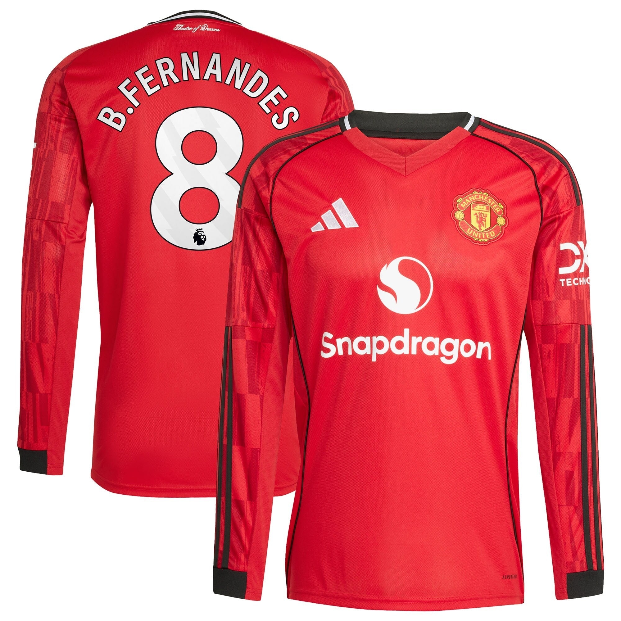Bruno Fernandes Manchester United adidas Home 2025/26 Player Long Sleeve Soccer Shirt - Red
