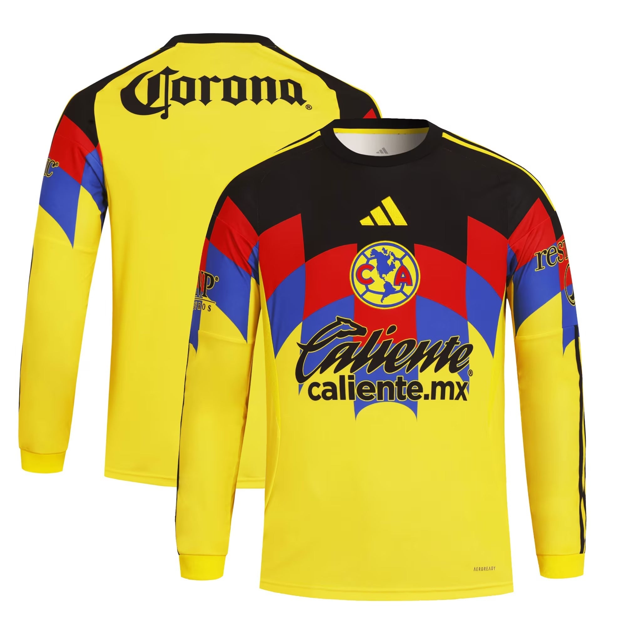 Club America adidas 2025/26 Home Long Sleeve Soccer Shirt - Yellow