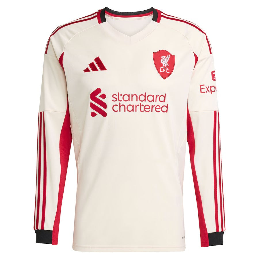 Darwin Núñez Liverpool adidas 2025/26 Away Long Sleeve Player Soccer Shirt - White