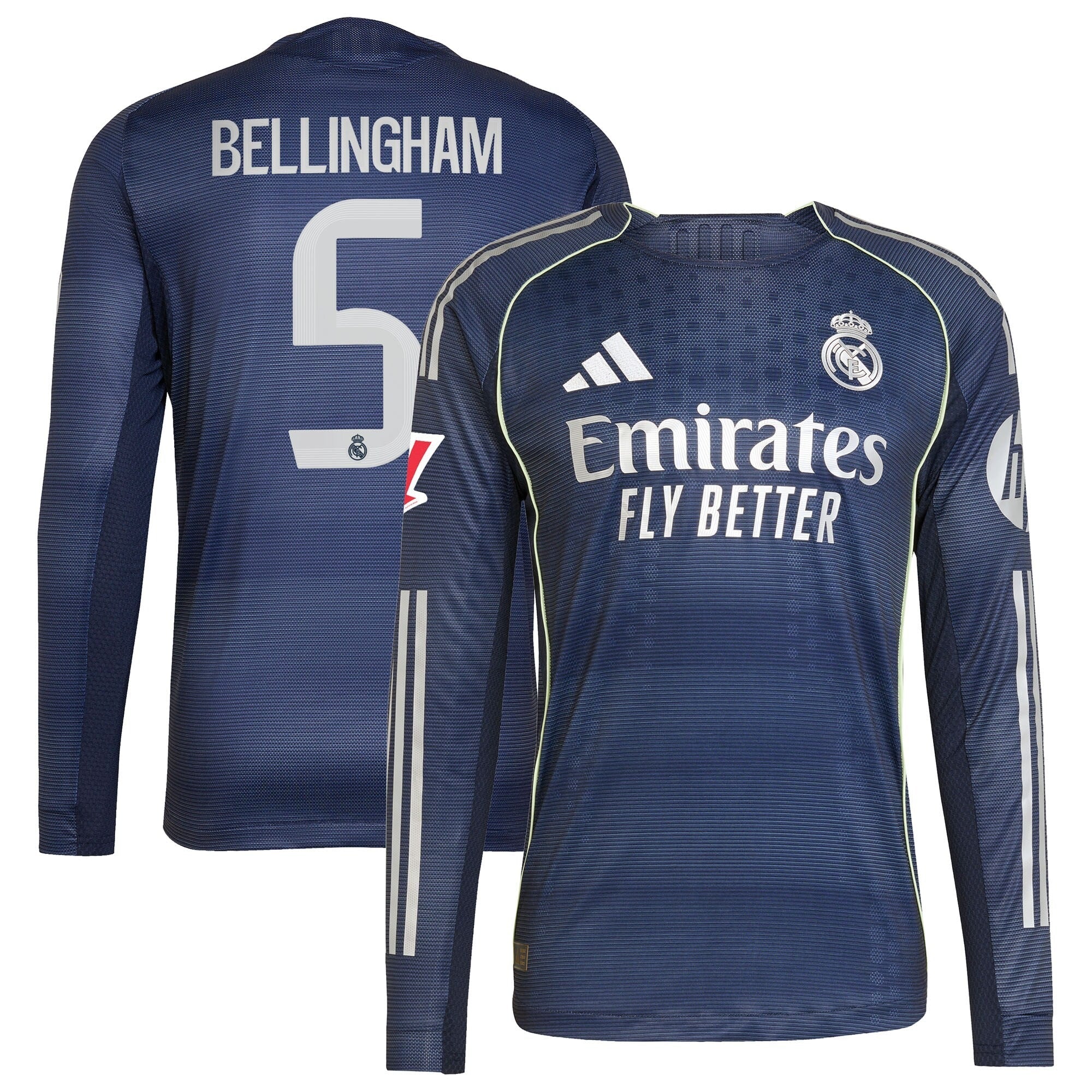 Jude Bellingham Real Madrid adidas 2025/26 Away Long Sleeve Player Soccer Shirt - Blue