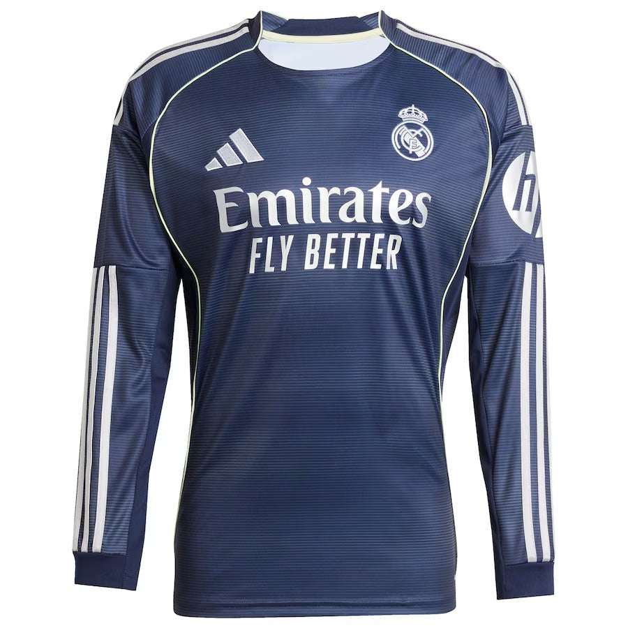 Kylian Mbappé Real Madrid adidas Authentic 2025/26 Away Long Sleeve Player Soccer Shirt - Blue