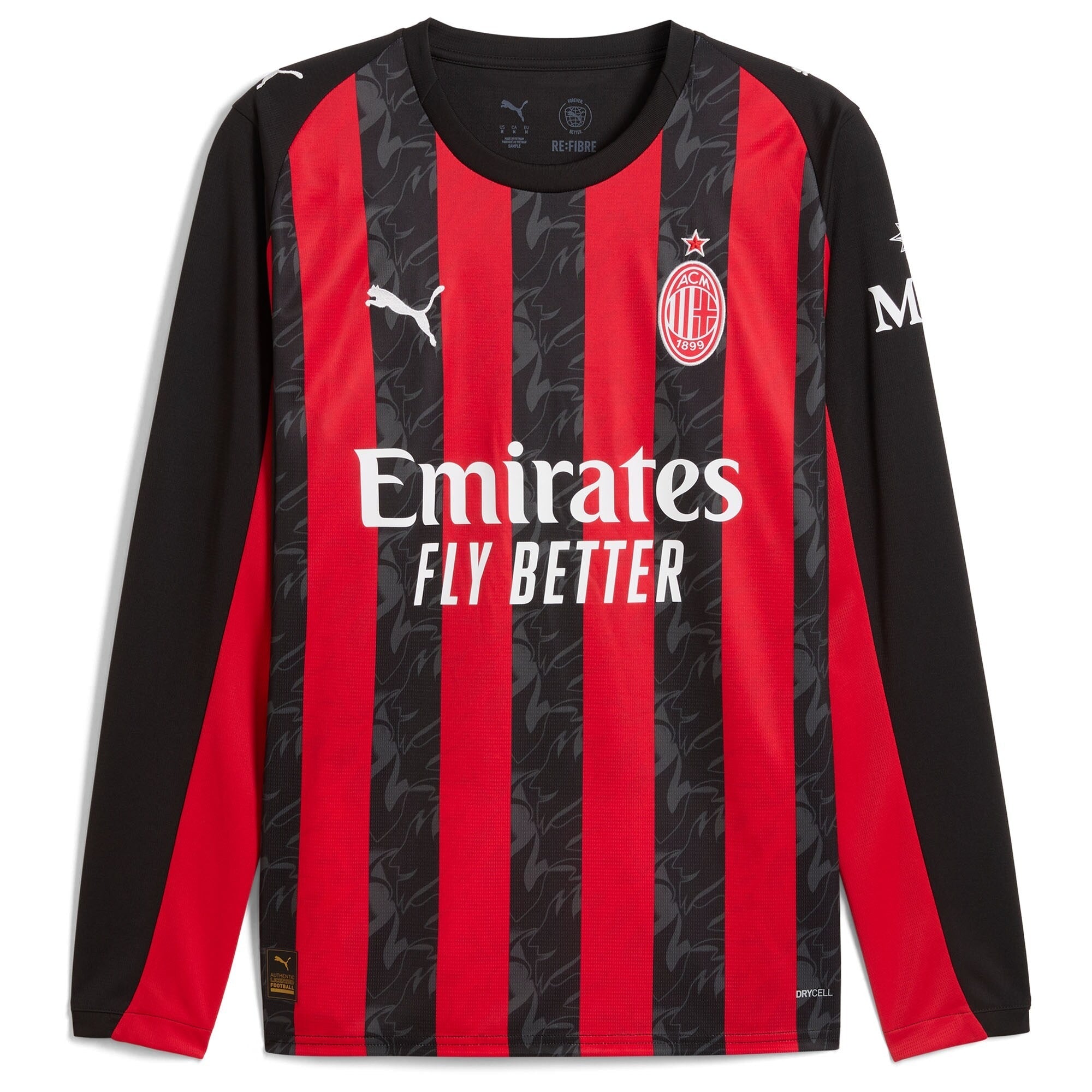 Luka Modric AC Milan Puma 2025/26 Home Long Sleeve Soccer Shirt - Red