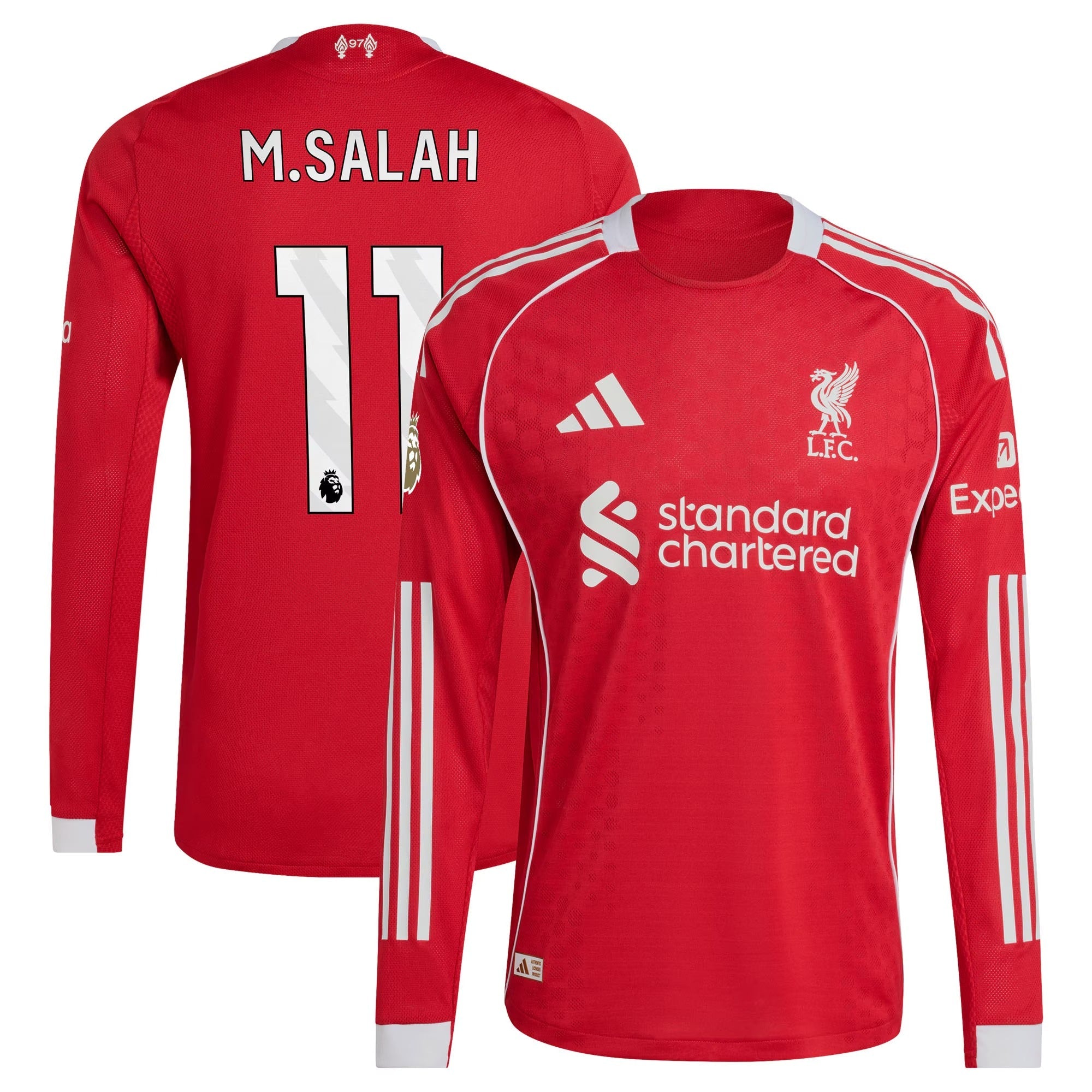 Mohamed Salah Liverpool 2025/26 Home Long Sleeve Soccer Shirt - Red