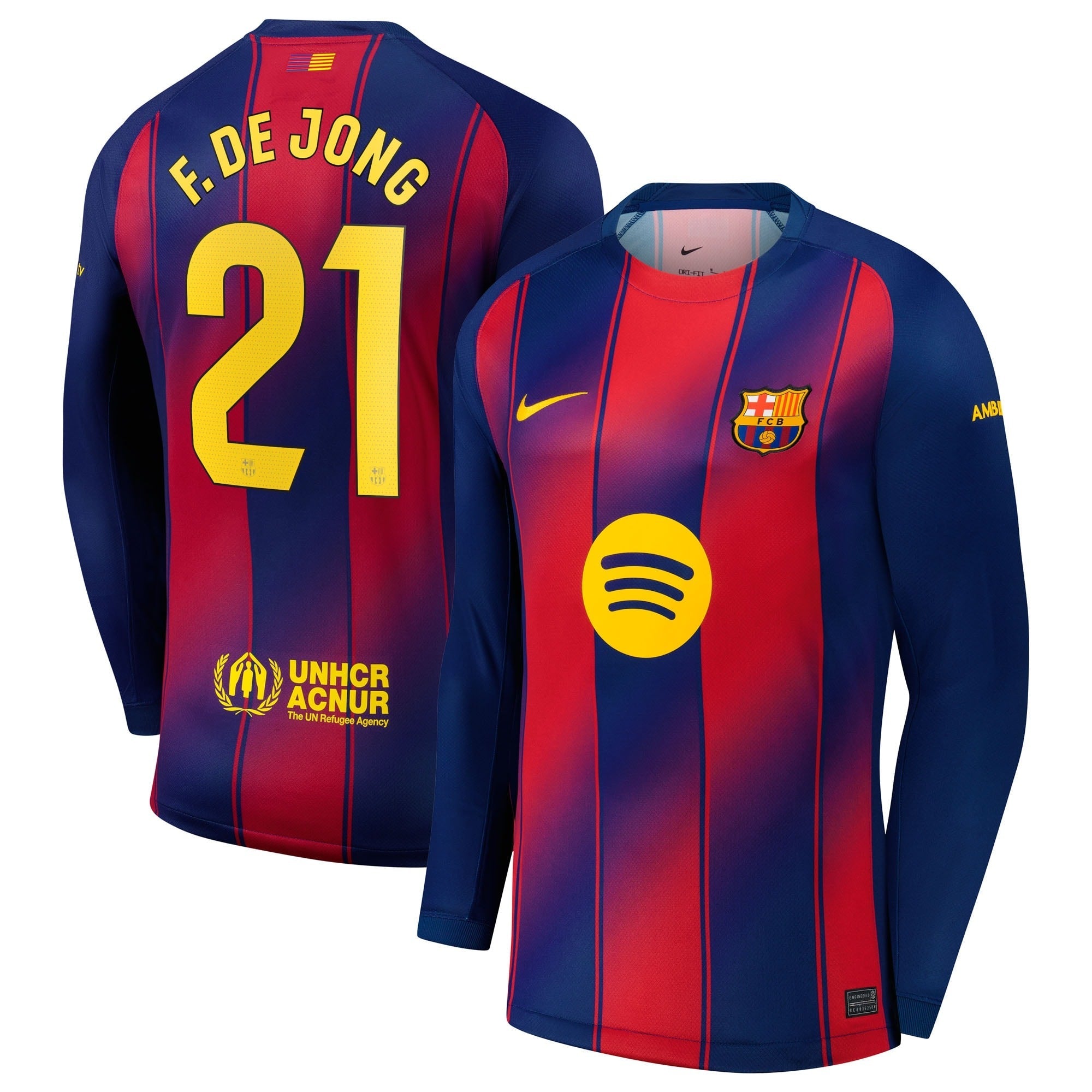 teams Frenkie de Jong Barcelona 2025/26 Home Long Sleeve Soccer Shirt - Navy