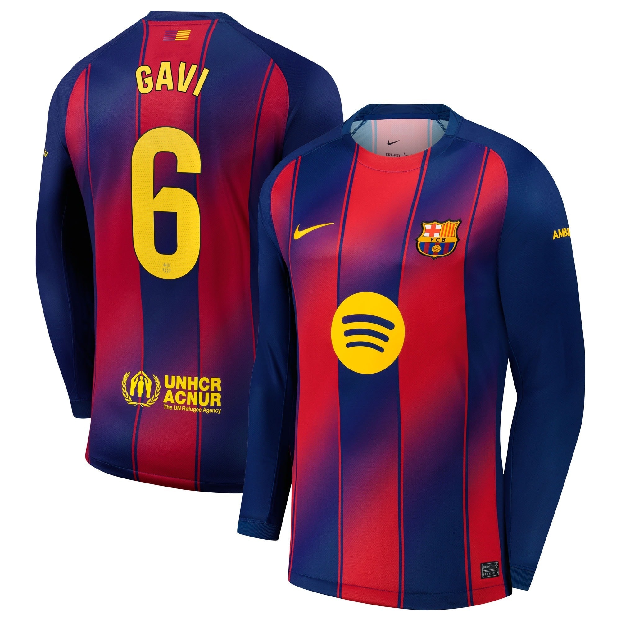 teams Gavi Barcelona 2025/26 Home Long Sleeve Soccer Shirt - Navy