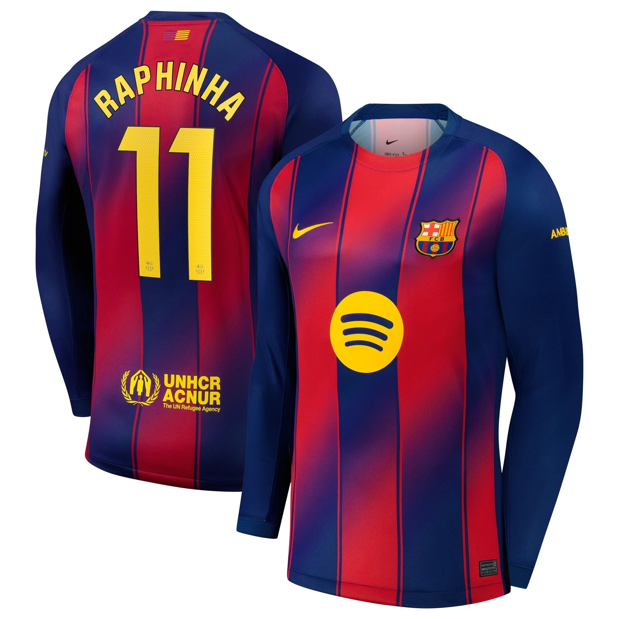 teams Raphinha Barcelona 2025/26 Home Long Sleeve Soccer Shirt - Navy