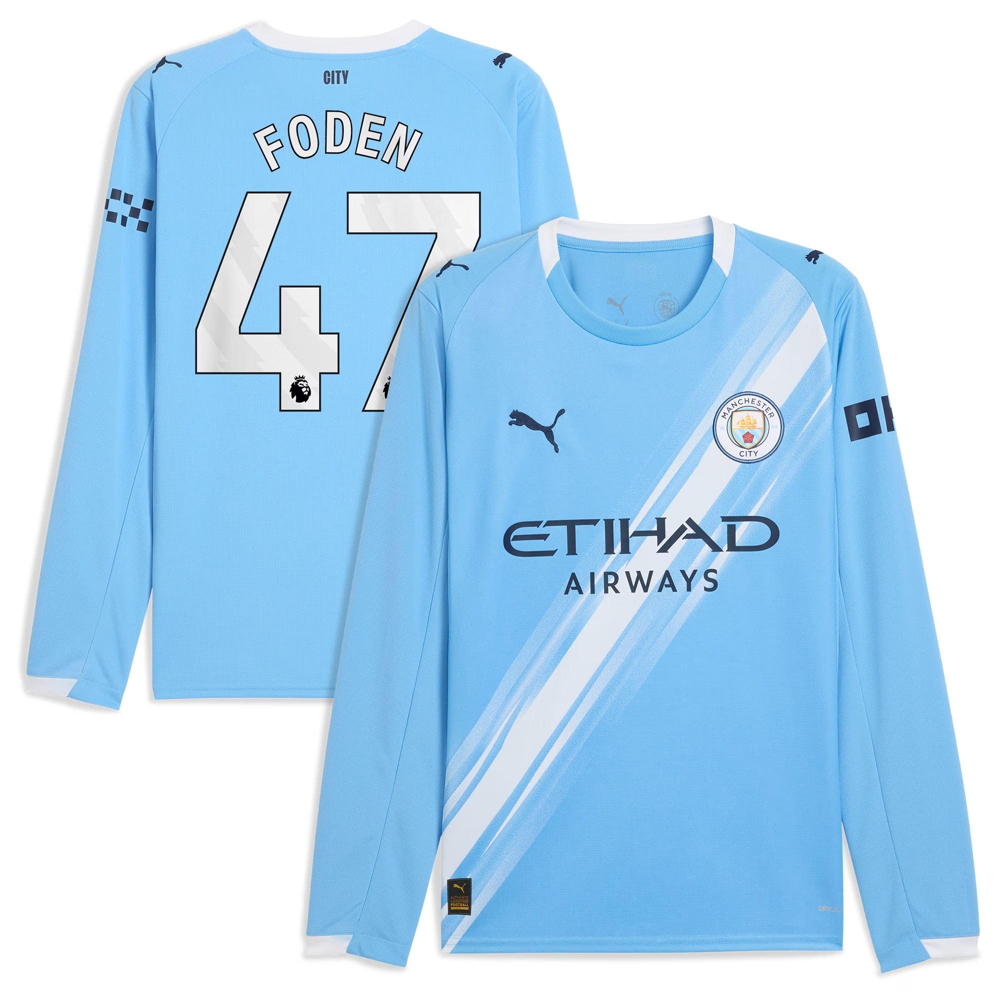 Phil Foden Manchester City Puma 2025/26 Home Long Sleeve Player Soccer Shirt - Sky Blue