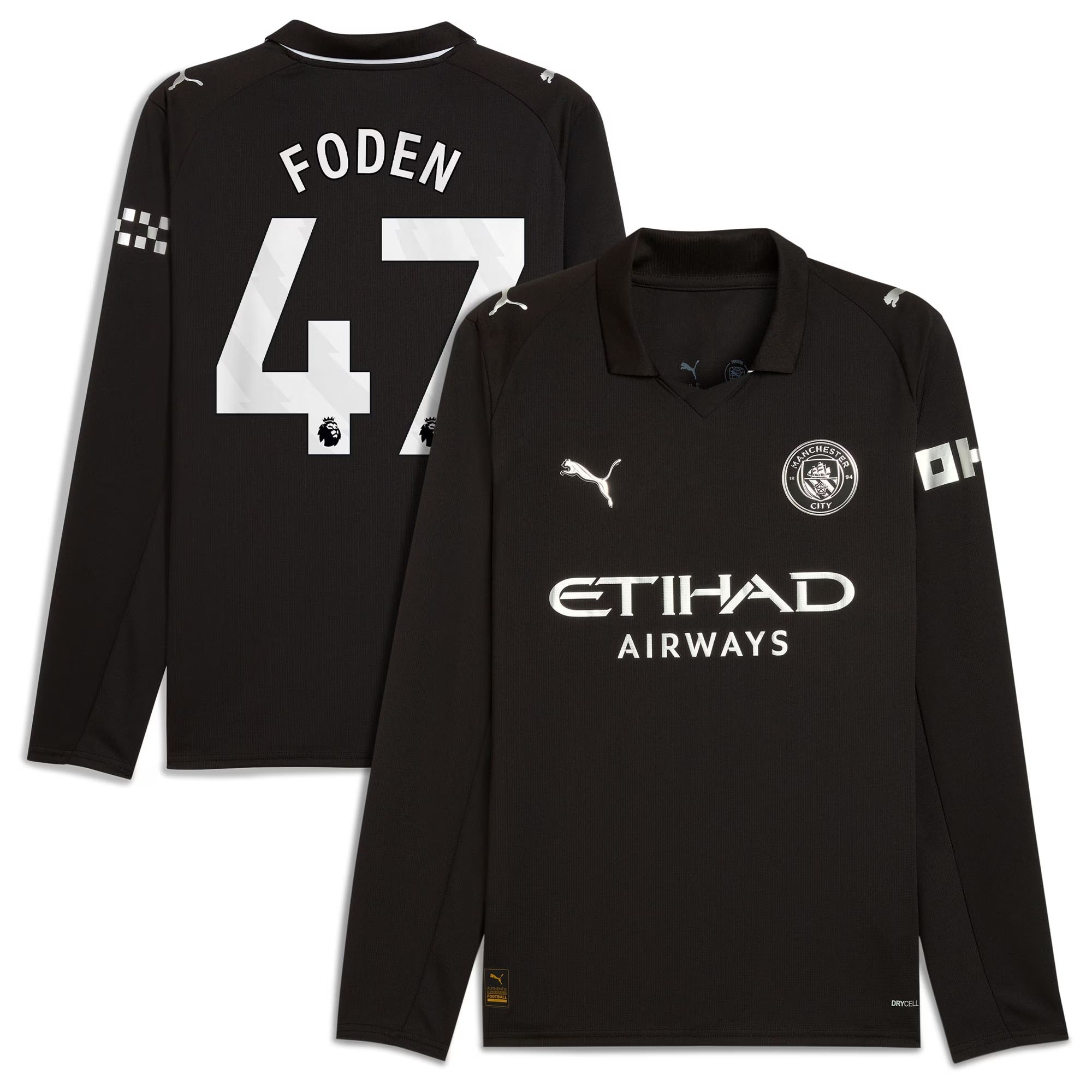 Phil Foden Manchester City Puma Away 2025/26 Long Sleeve Player Soccer Shirt - Black