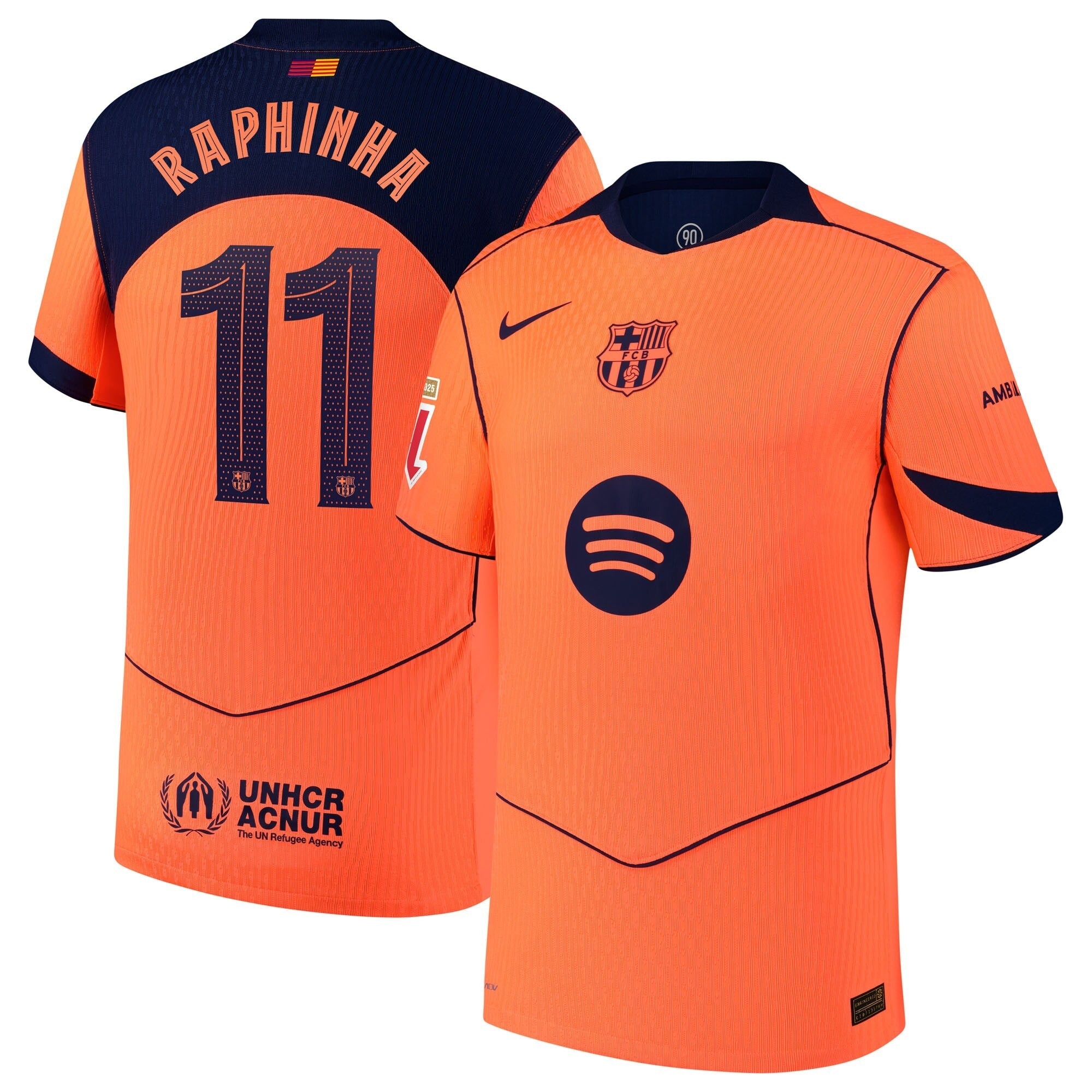 Raphinha Barcelona teams 2025/26 Third Player Soccer Shirt - Orange