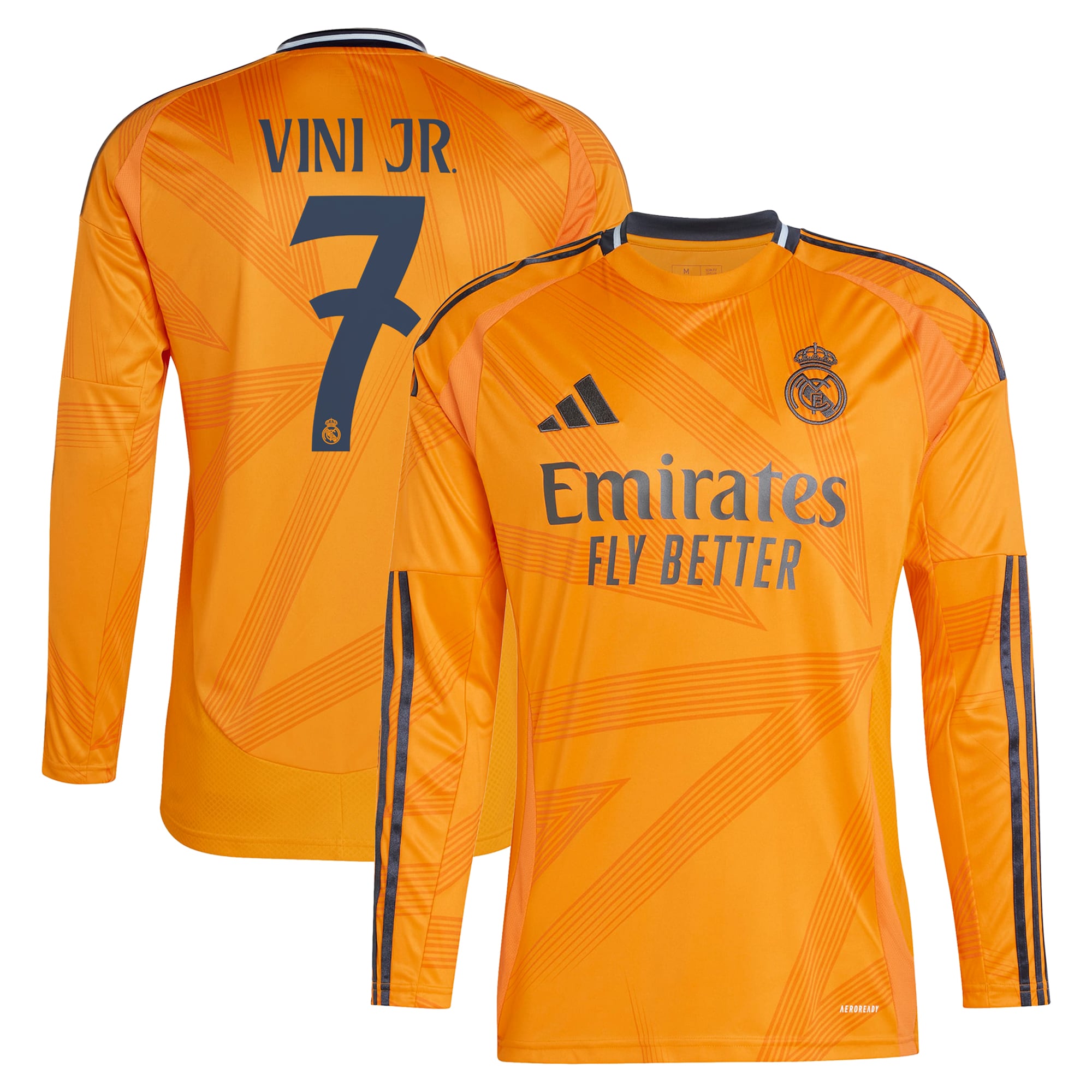 Real Madrid 2024/25 Away Long Sleeve Player Vini Jr. 7 Shirt - Orange