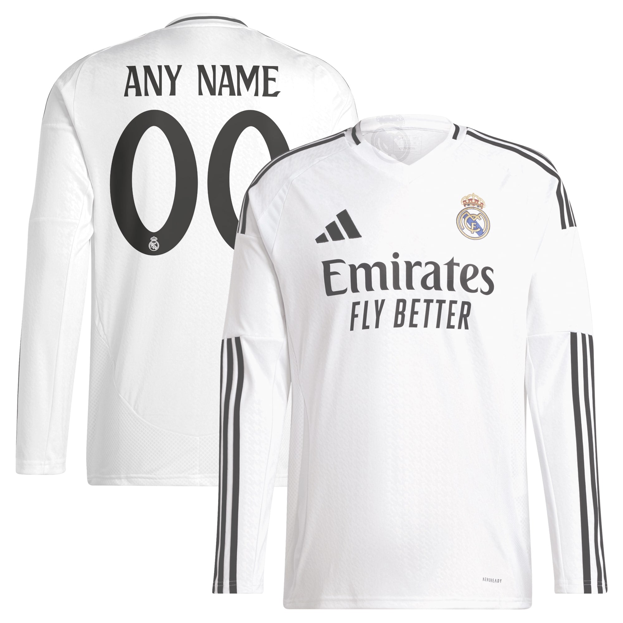Real Madrid 2024/25 Home Customized Long Sleeve Shirt - White