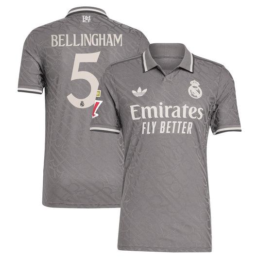 Real Madrid 2024/25 Third Jude Bellingham 5 Player Shirt - Charcoal