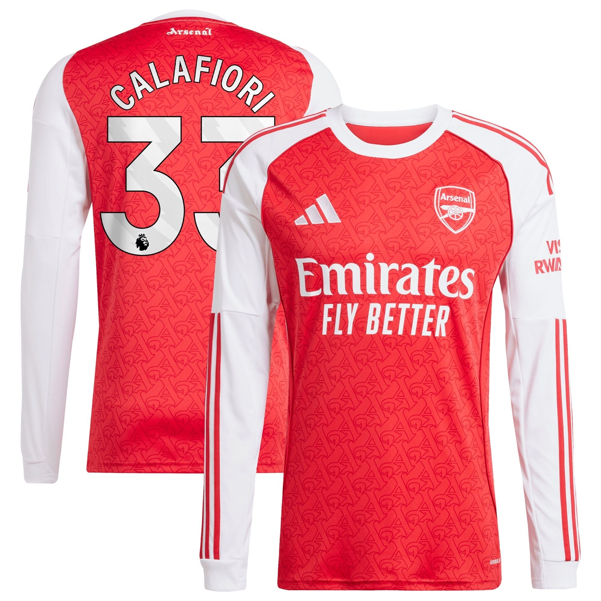 Riccardo Calafiori Arsenal adidas 2025/26 Home Long Sleeve Player Soccer Shirt - Red