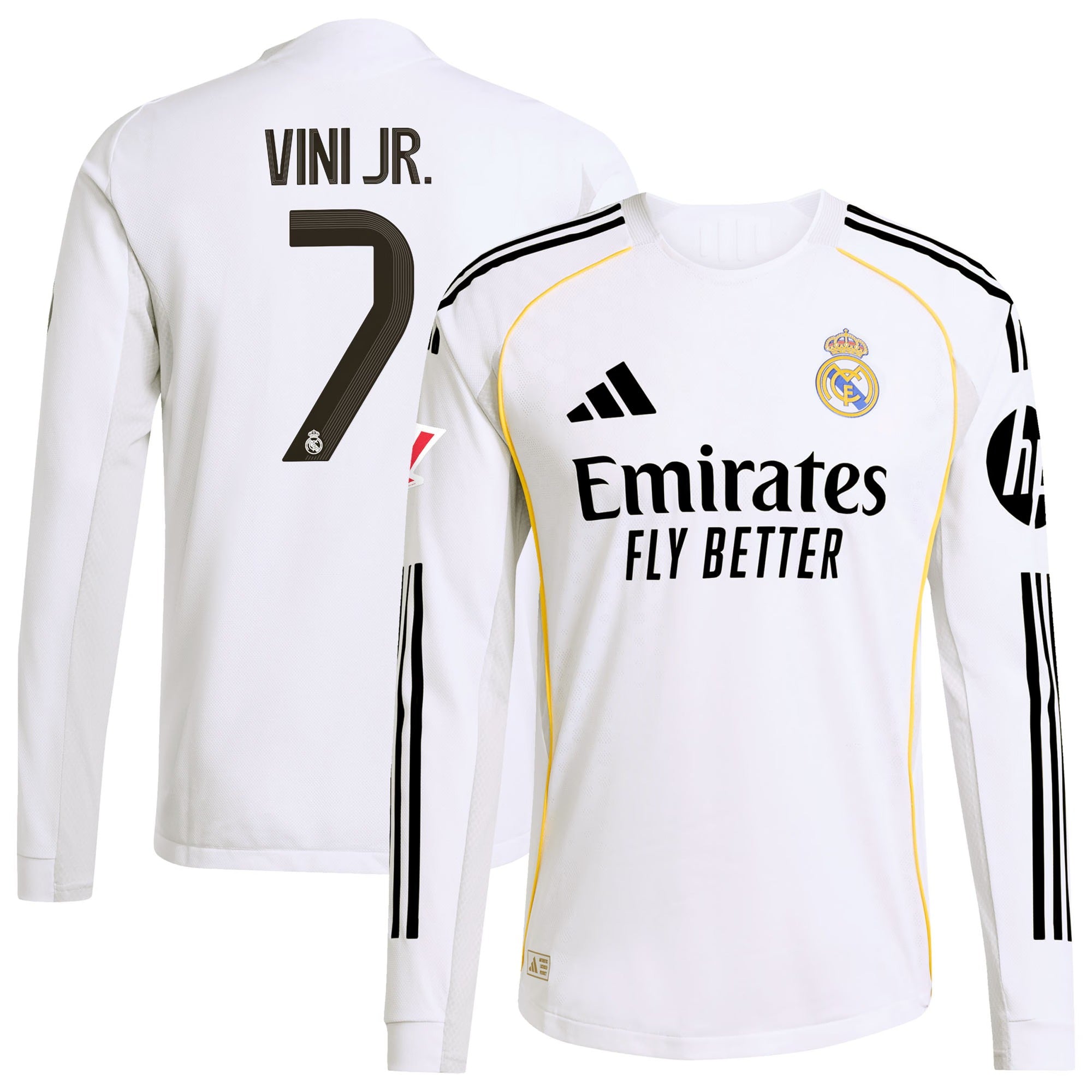 Vini Jr. Real Madrid adidas 2025/26 Home Long Sleeve Soccer Shirt - White
