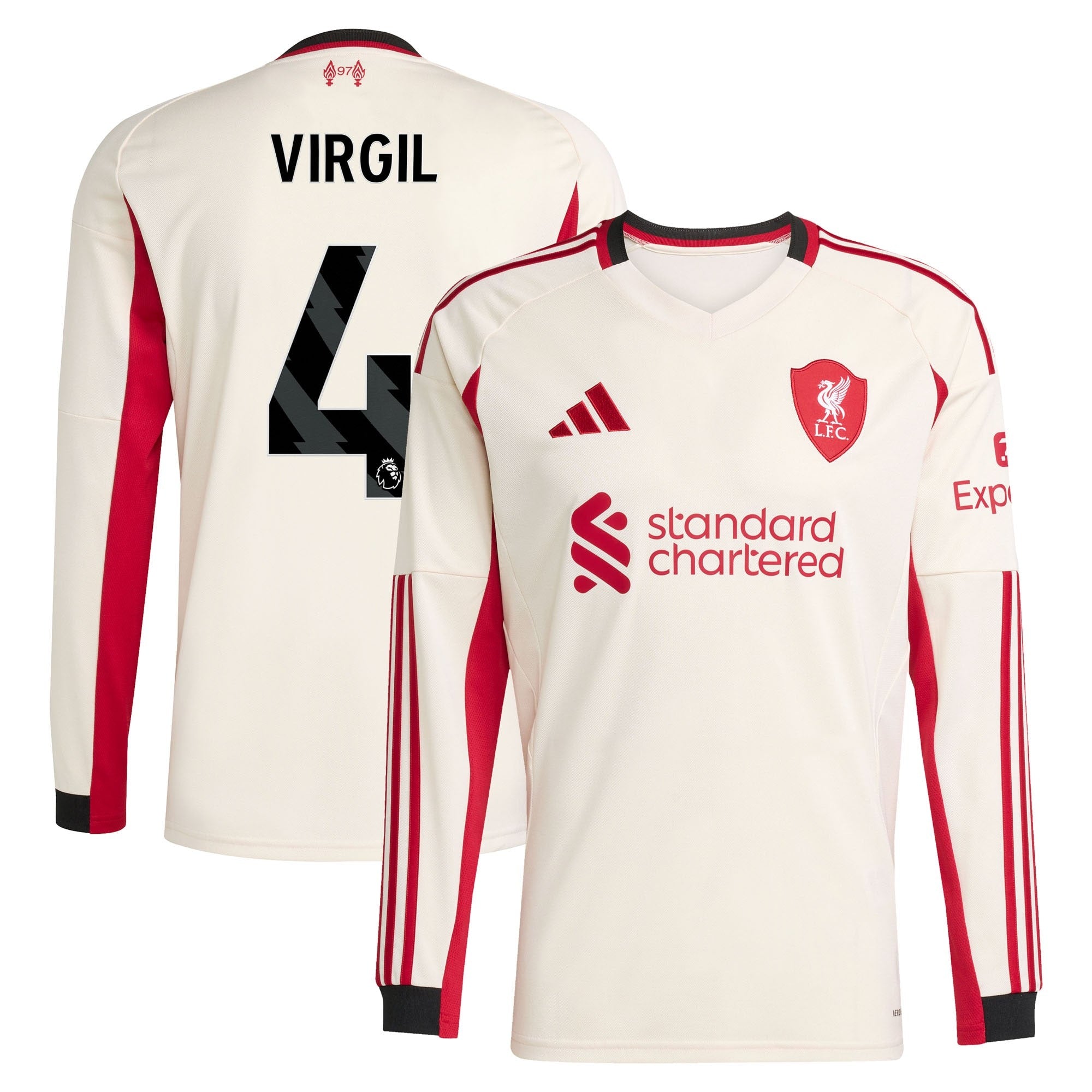Virgil van Dijk Liverpool adidas 2025/26 Away Long Sleeve Player Soccer Shirt - White
