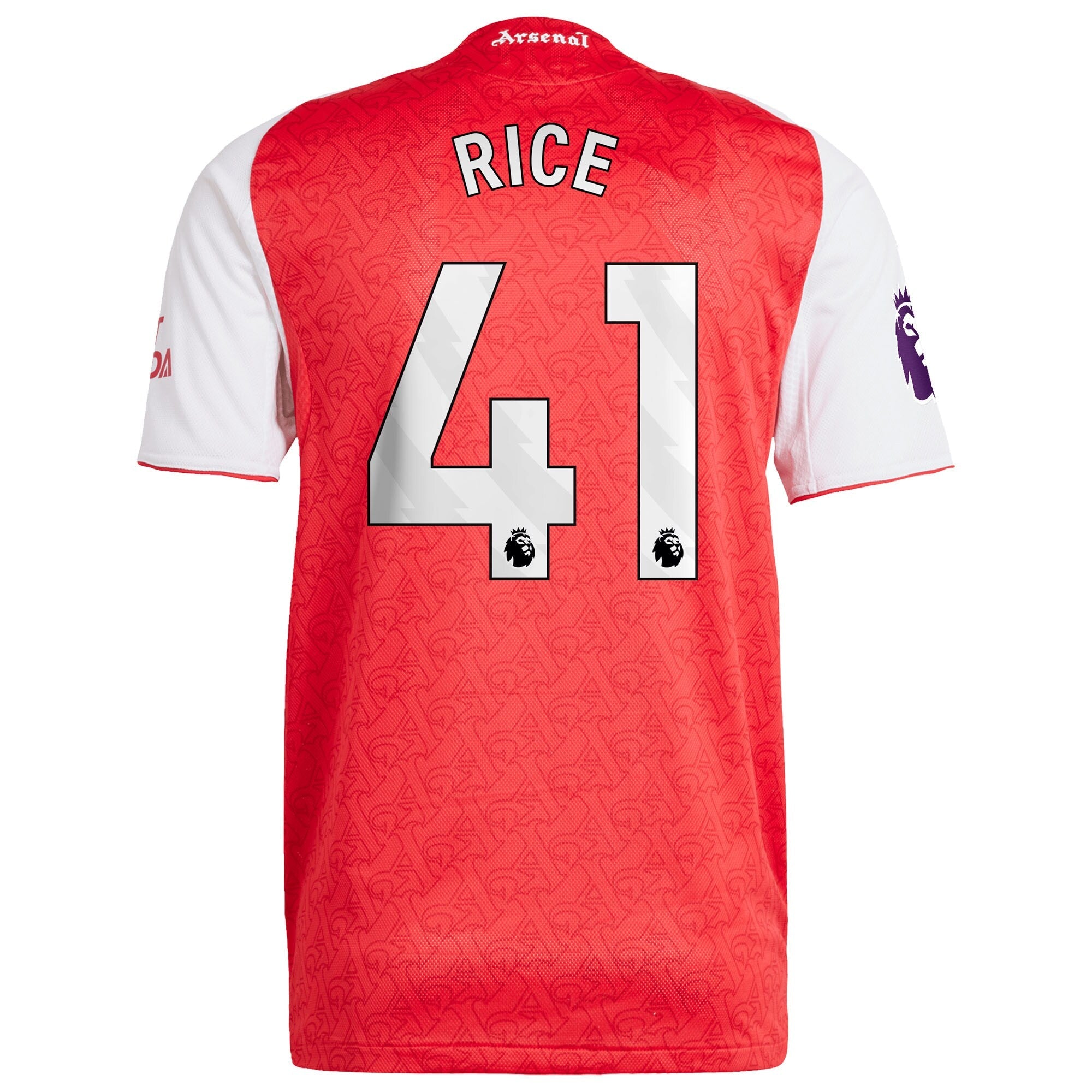 Adidas Declan Rice Arsenal jersey 2025 in red and white with number 41 on the back