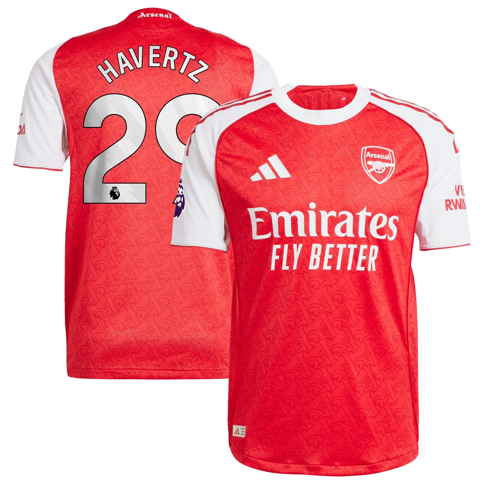 Kai Havertz Arsenal home jersey adidas authentic in red and white with Emirates Fly Better logo