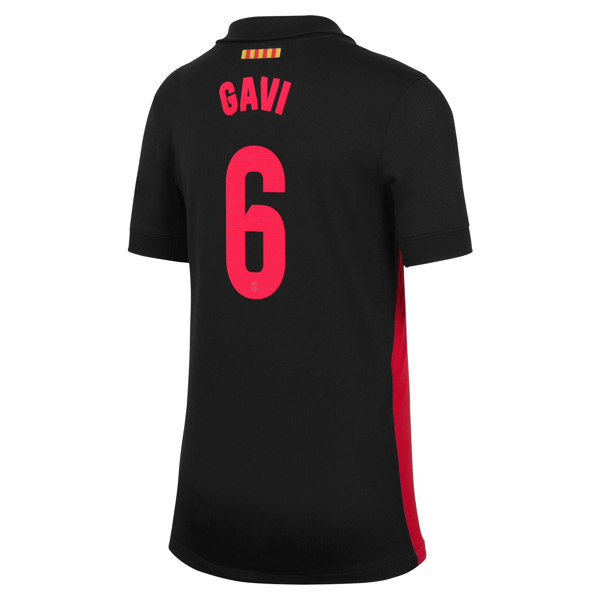 Nike Gavi Barcelona Away Jersey 2025 in black with red number 6 and name on back