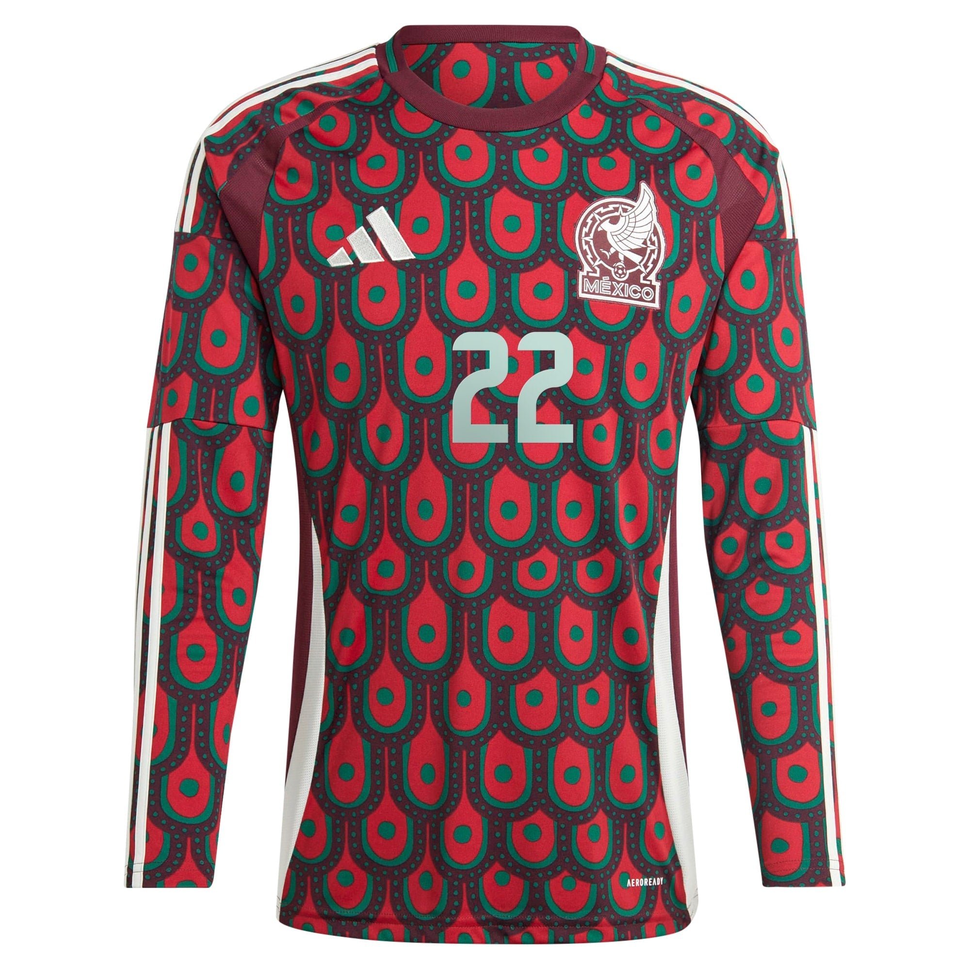 Hirving Lozano Mexico National Team 2024 Home Player Long Sleeve Shirt - Burgundy