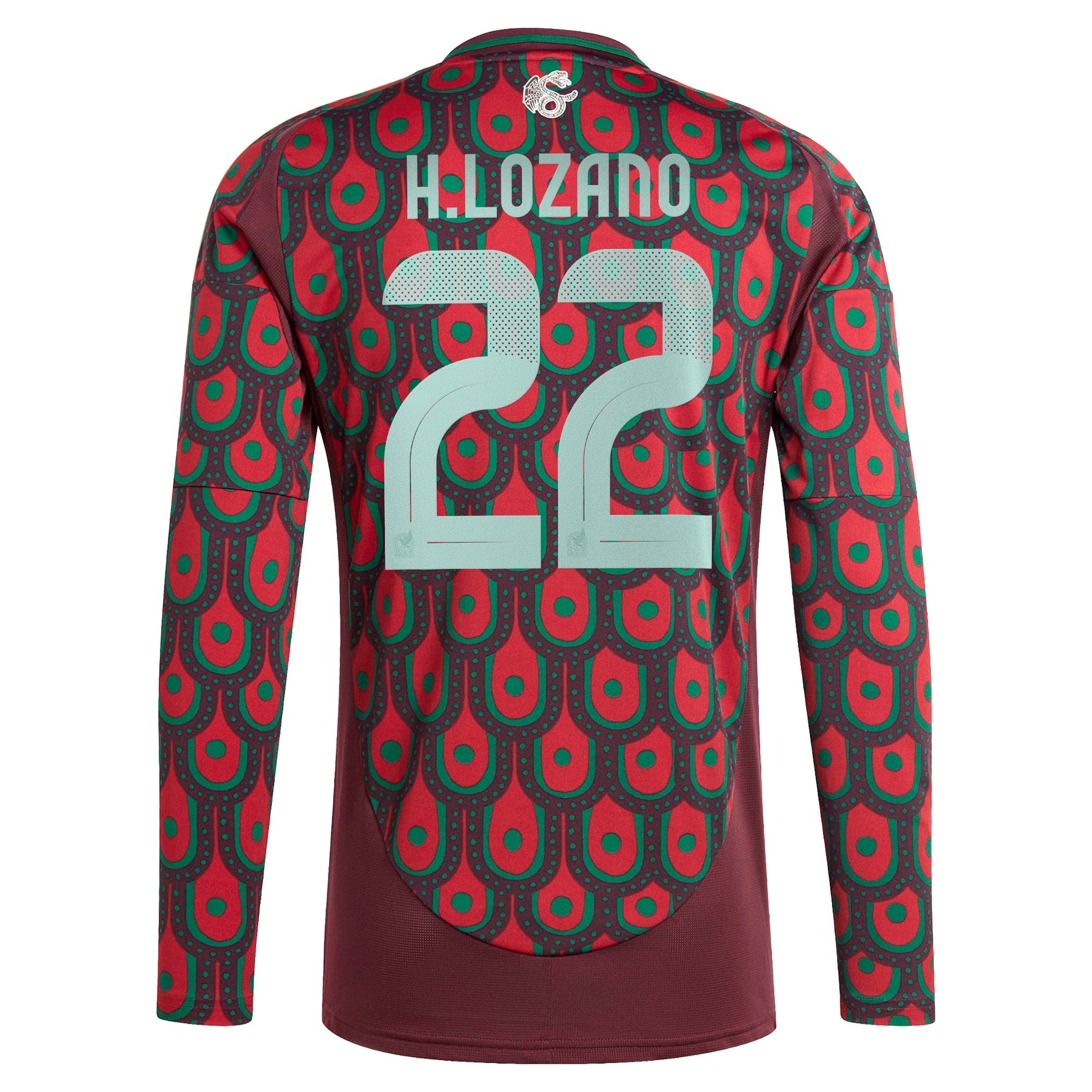 Hirving Lozano Mexico National Team 2024 Home Player Long Sleeve Shirt - Burgundy