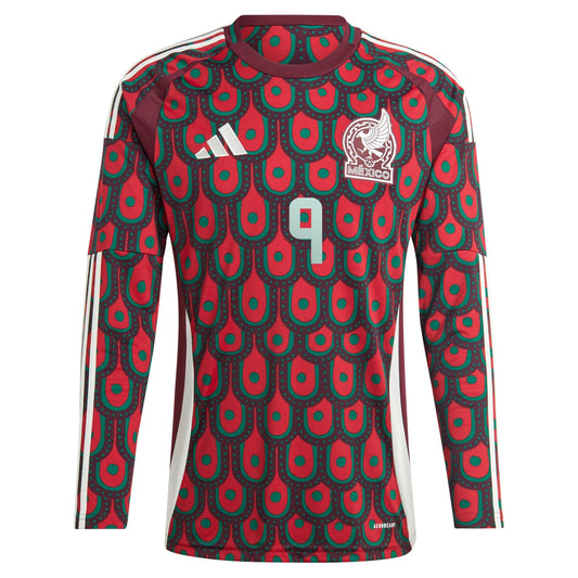 Raul Jimenez Mexico National Team 2024 Home Player Long Sleeve Shirt - Burgundy