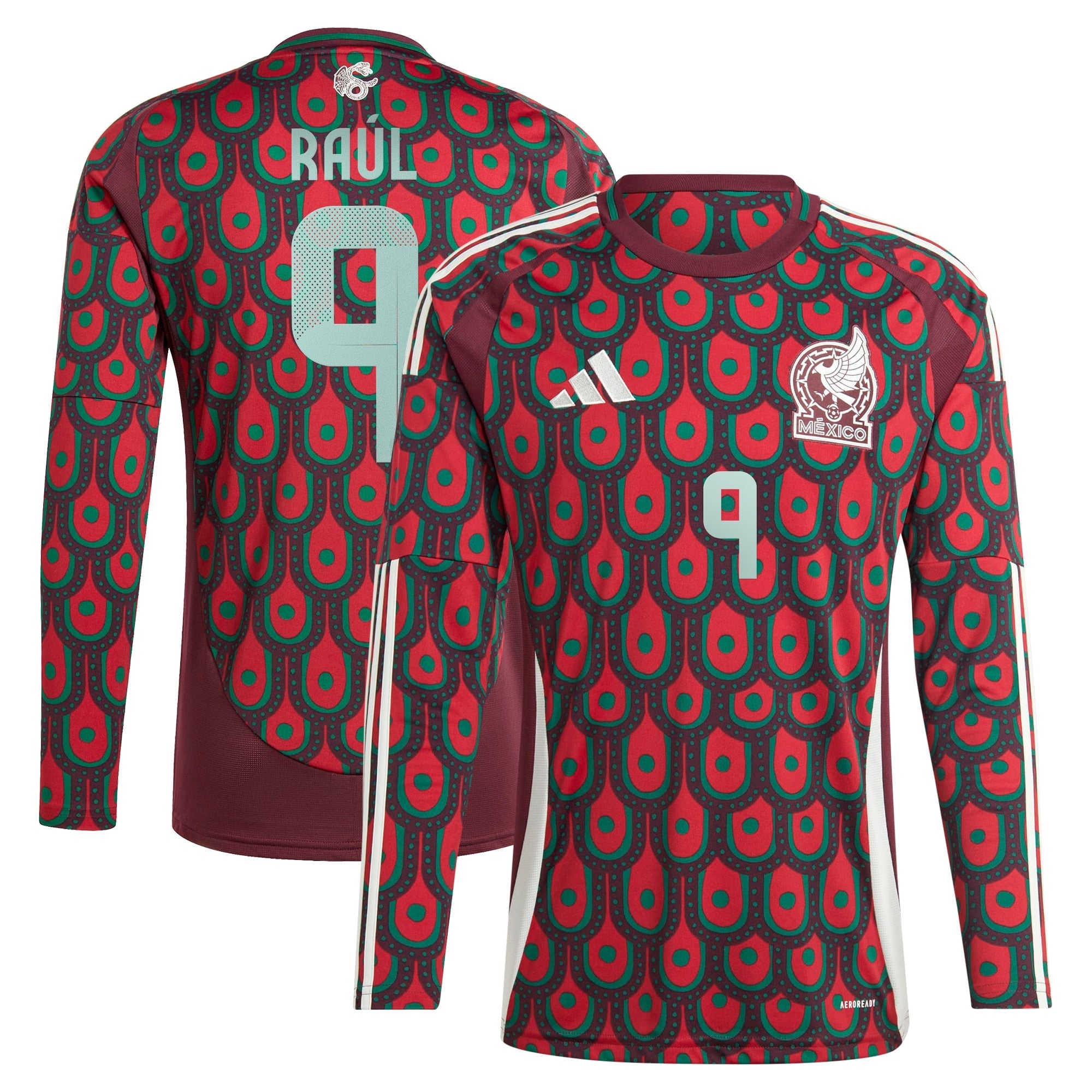 Raul Jimenez Mexico National Team 2024 Home Player Long Sleeve Shirt - Burgundy