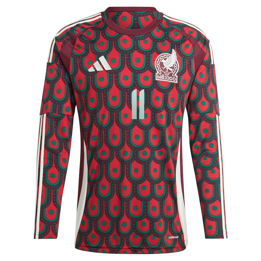 Santiago Giménez Mexico National Team 2024 Home Player Long Sleeve Shirt - Burgundy