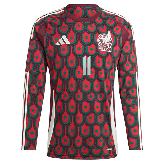 Santiago Giménez Mexico National Team 2024 Home Player Long Sleeve Shirt - Burgundy