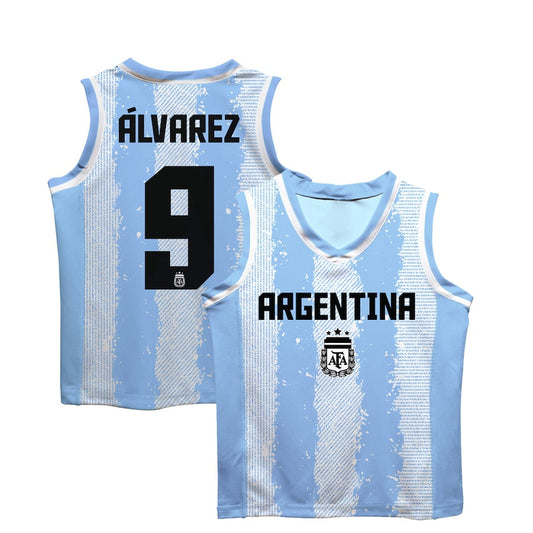 Julián Álvarez Argentina National Team Vive La Fete Mesh Basketball Shirt - Light Blue