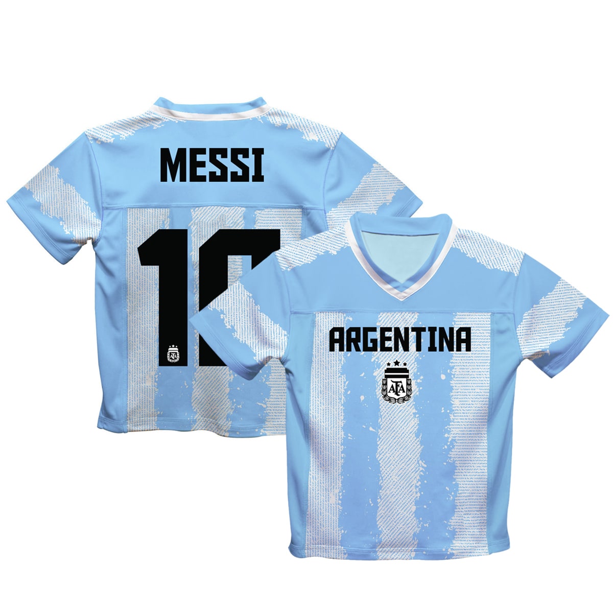 Lionel Messi Argentina National Team Vive La Fete Football Shirt - Light Blue