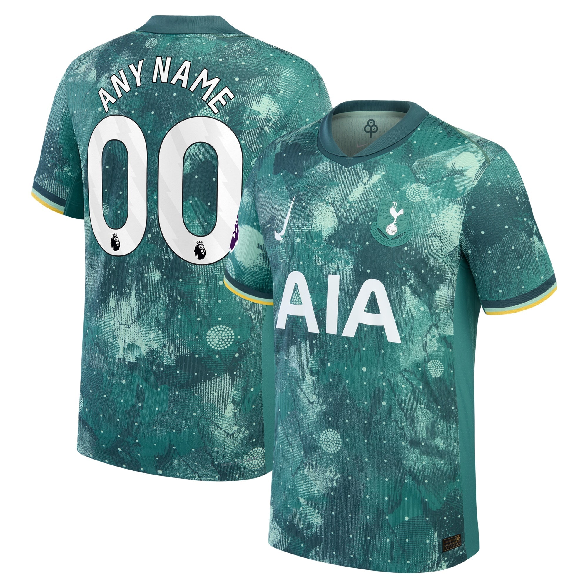Tottenham Hotspur 2025 third Nike jersey in green with AIA logo and customizable name and number