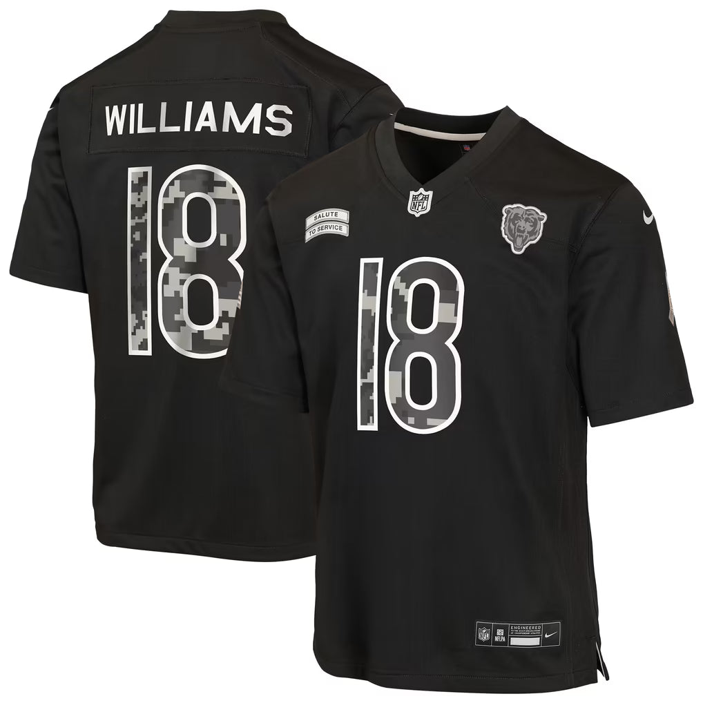Caleb Williams Chicago Bears Soccer Intl Youth 2026 Salute to Service Game Jersey - Black
